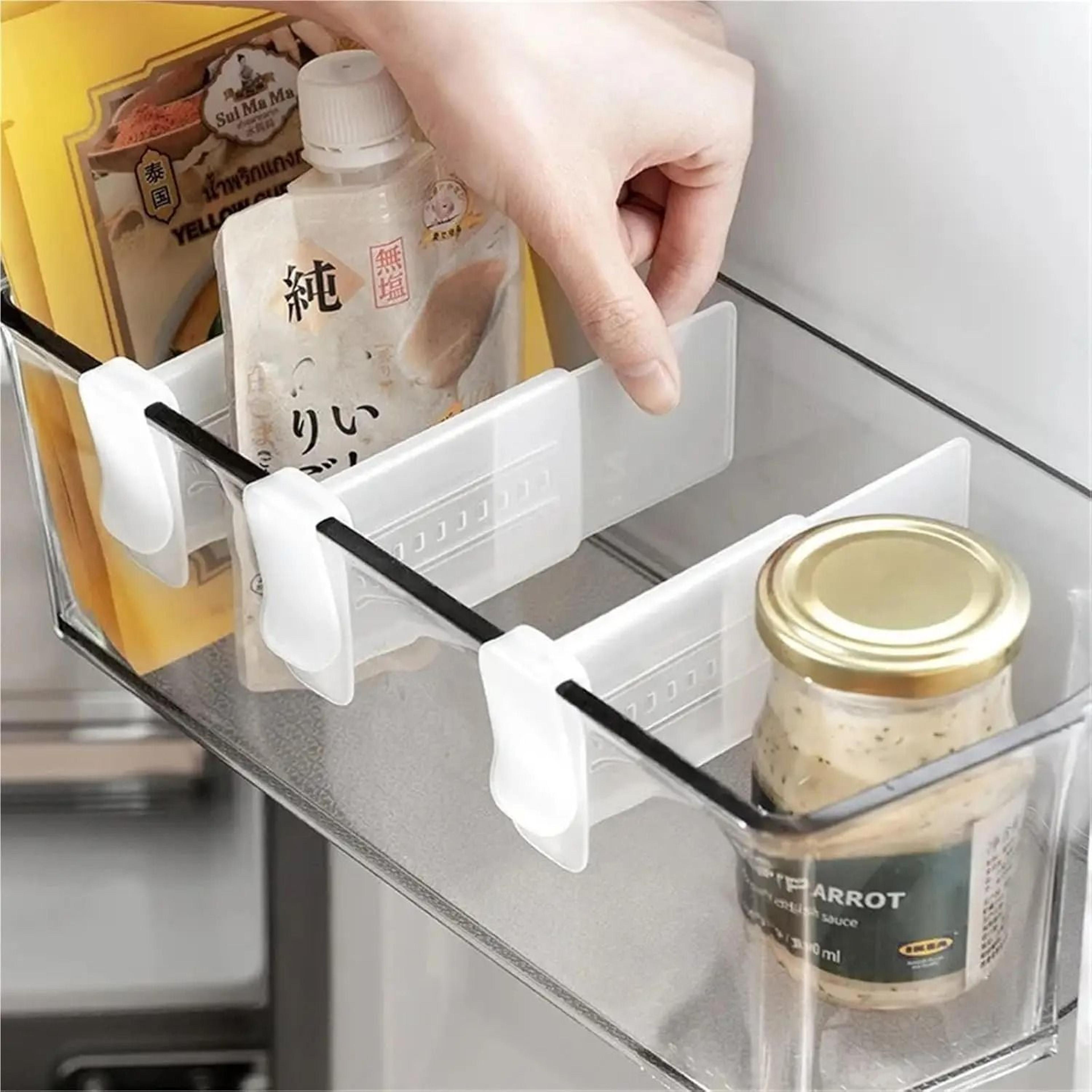 Refrigerator Storage Divider Clips  4pcs Expandable Fridge Door Partition  Bottle Shelf Organizer B 0