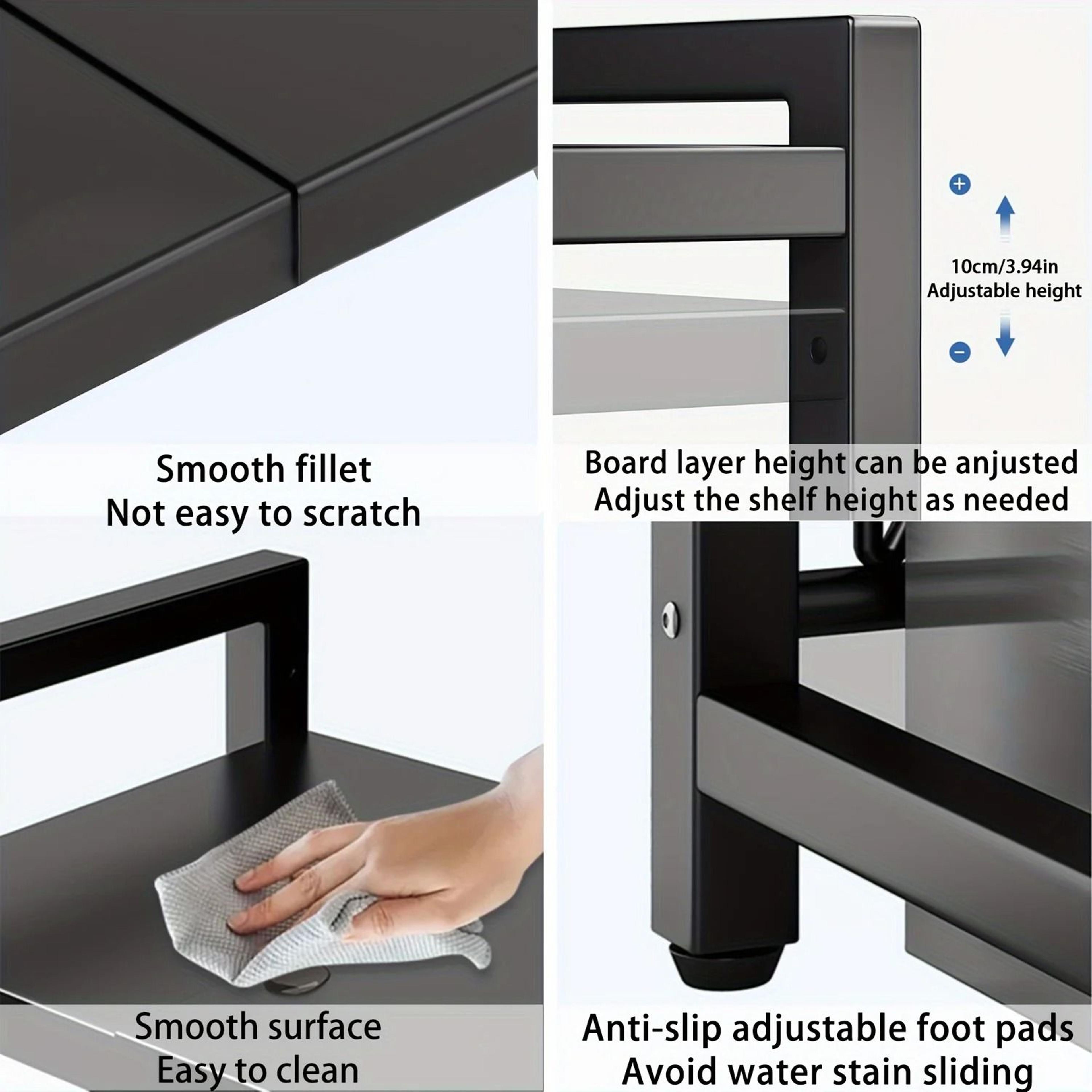 Expandable Microwave Shelf  157252in Extendable Kitchen Storage Rack With 6 Utility Hooks 5