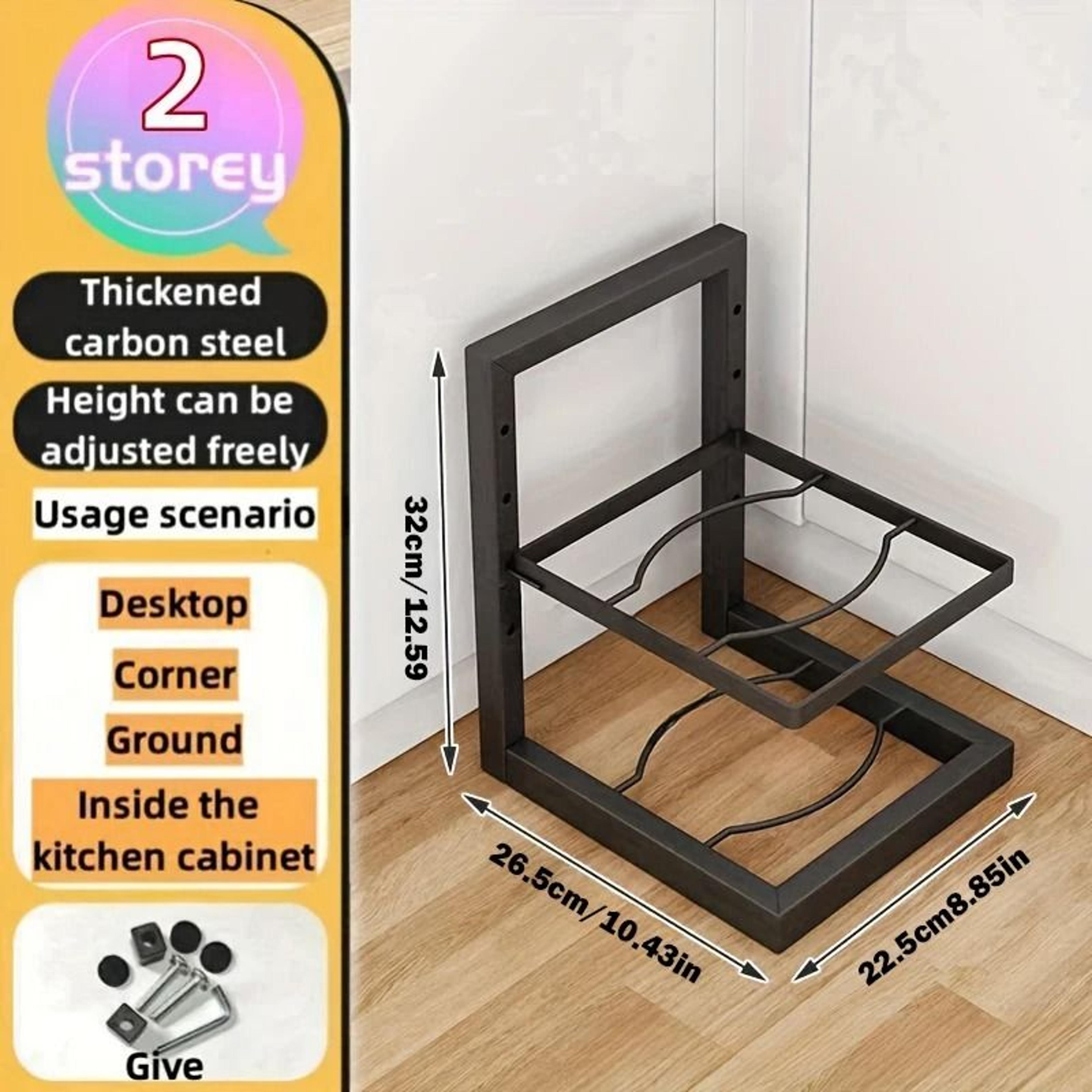 Adjustable Stainless Steel Pot Rack  MultiLayer Household Pan Organizer  HeavyDuty Kitchen Storage  7