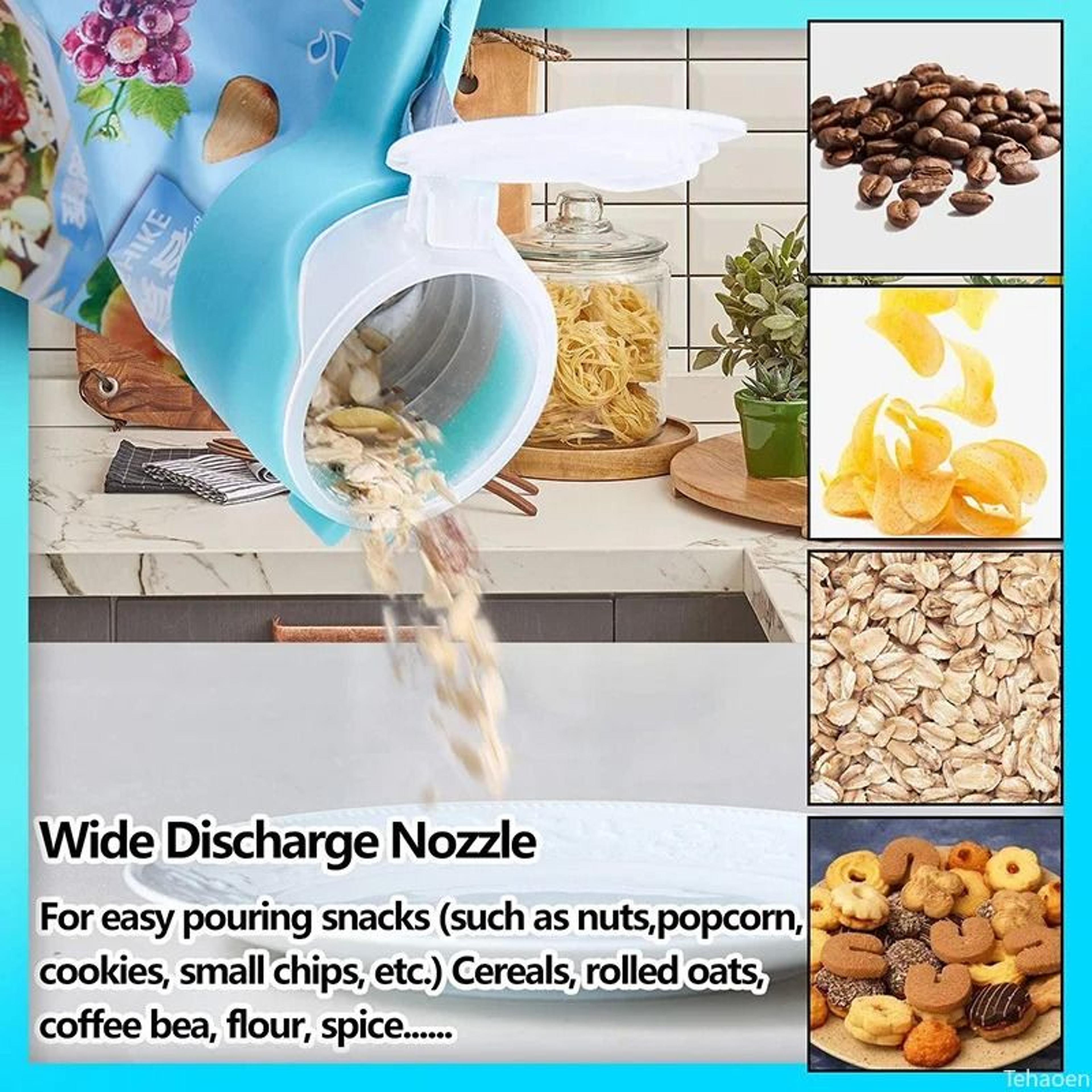 Snack Sealing Clip With Pour Spout  FreshKeeping Bag Sealer Clamp  Plastic Food Saver Cap For Kitch 3