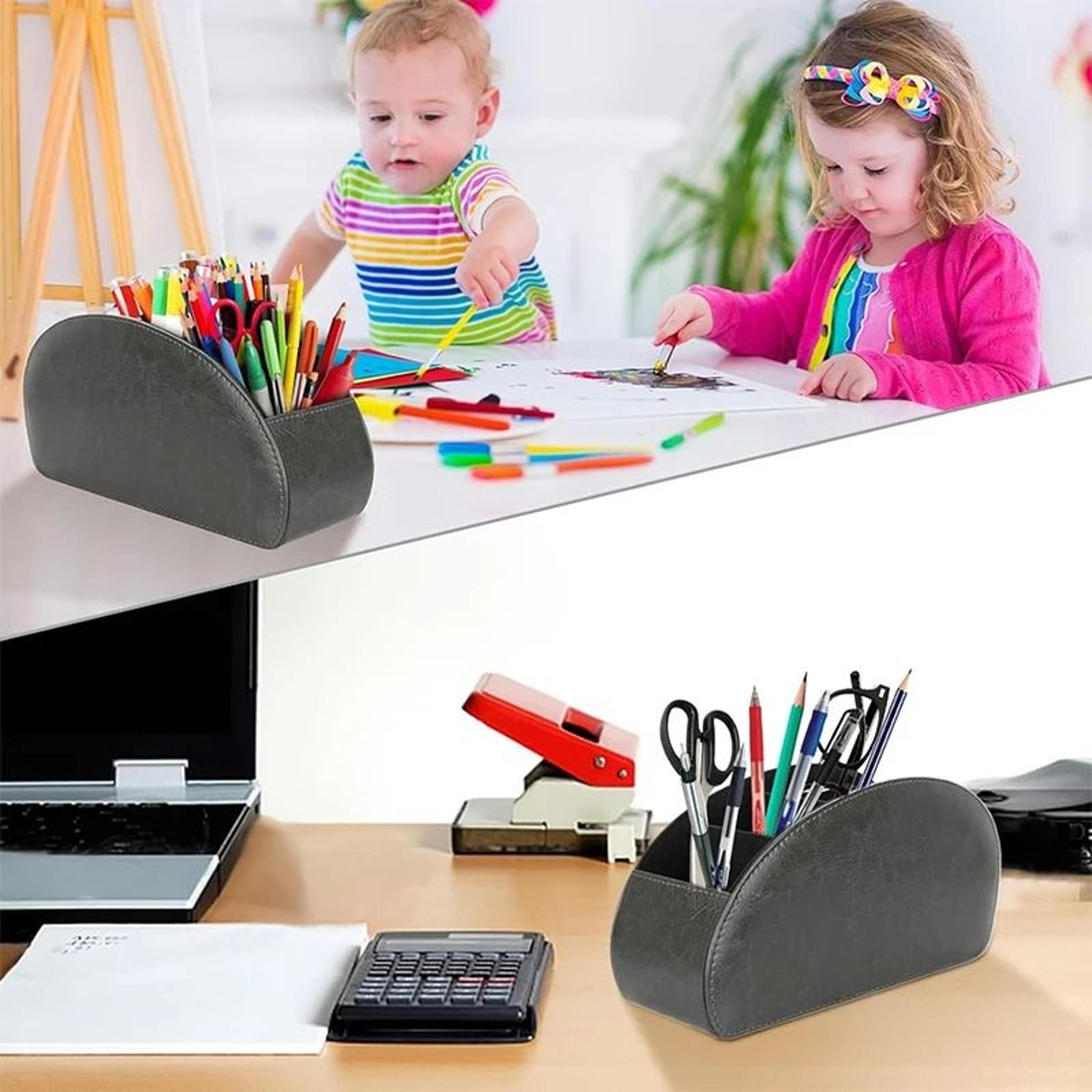 PU Leather Remote Control Holder  5Compartment TV Caddy  Desktop Organizer  Luxury Faux Leather Med 4