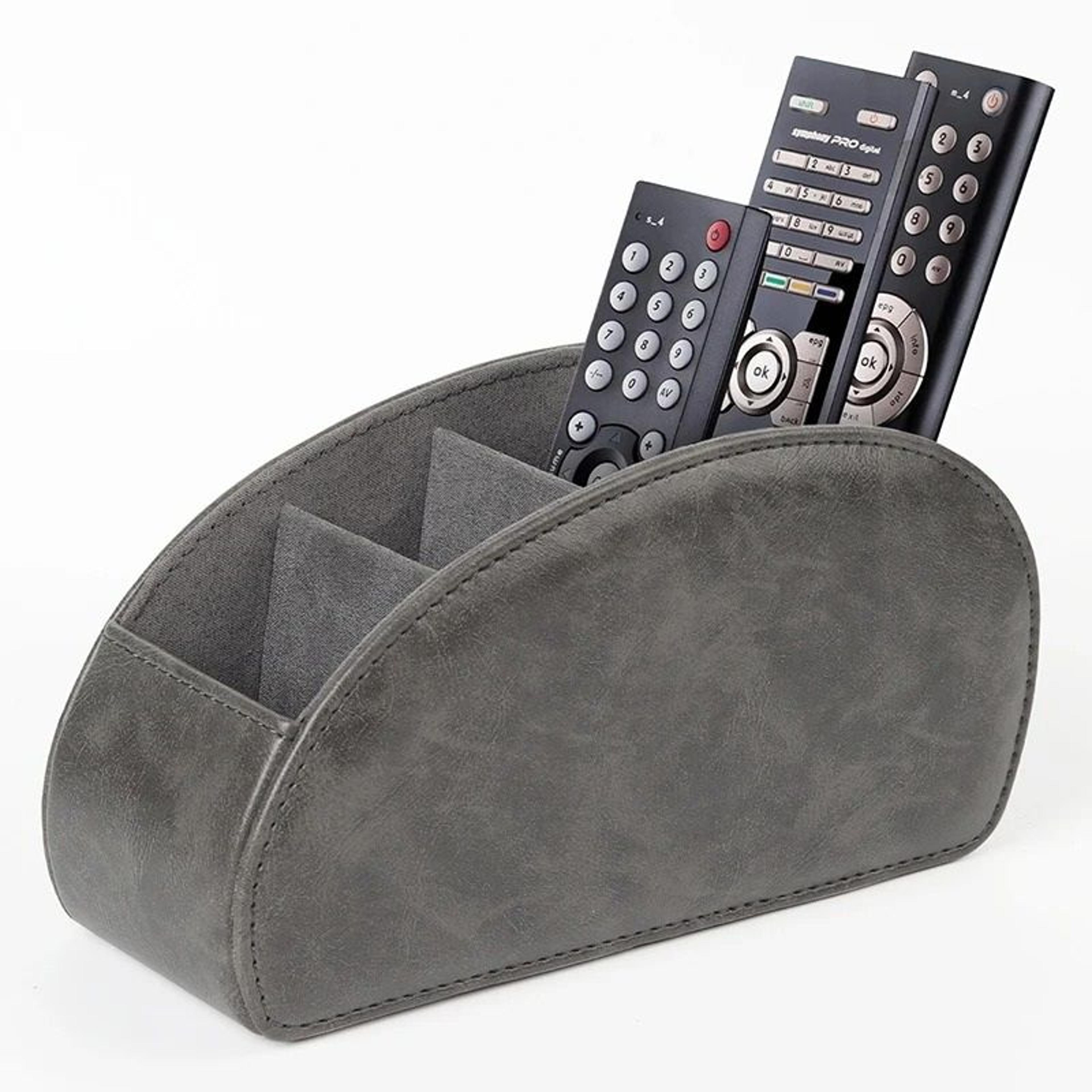 PU Leather Remote Control Holder  5Compartment TV Caddy  Desktop Organizer  Luxury Faux Leather Med 7