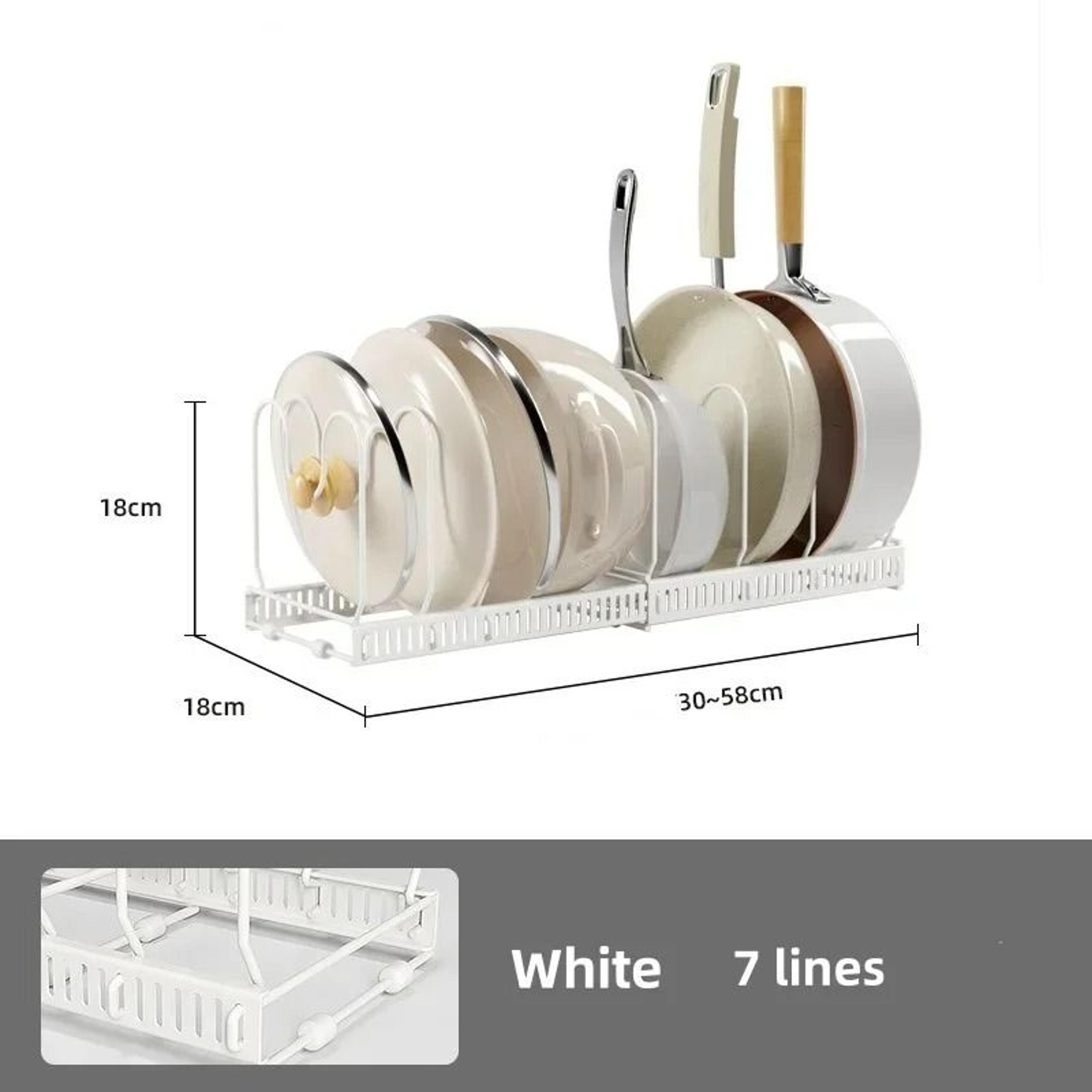 Adjustable Carbon Steel Pot Rack  MultiLayer Retractable Pan  Bowl Storage  Expandable Cookware Dry 8