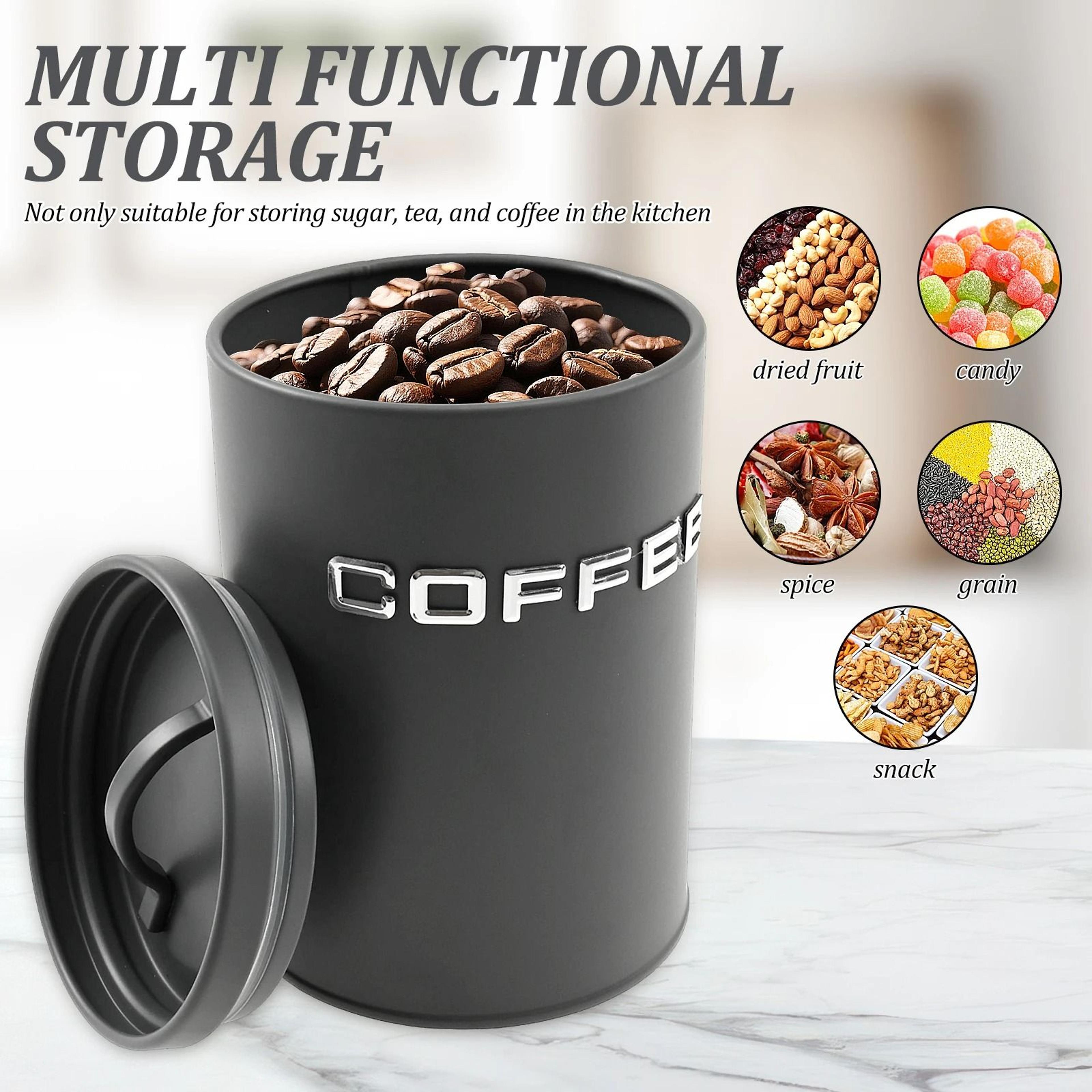 Airtight Coffee Tea Sugar Canister Set  3Piece Kitchen Countertop Containers  FoodGrade Bean  Spice 4