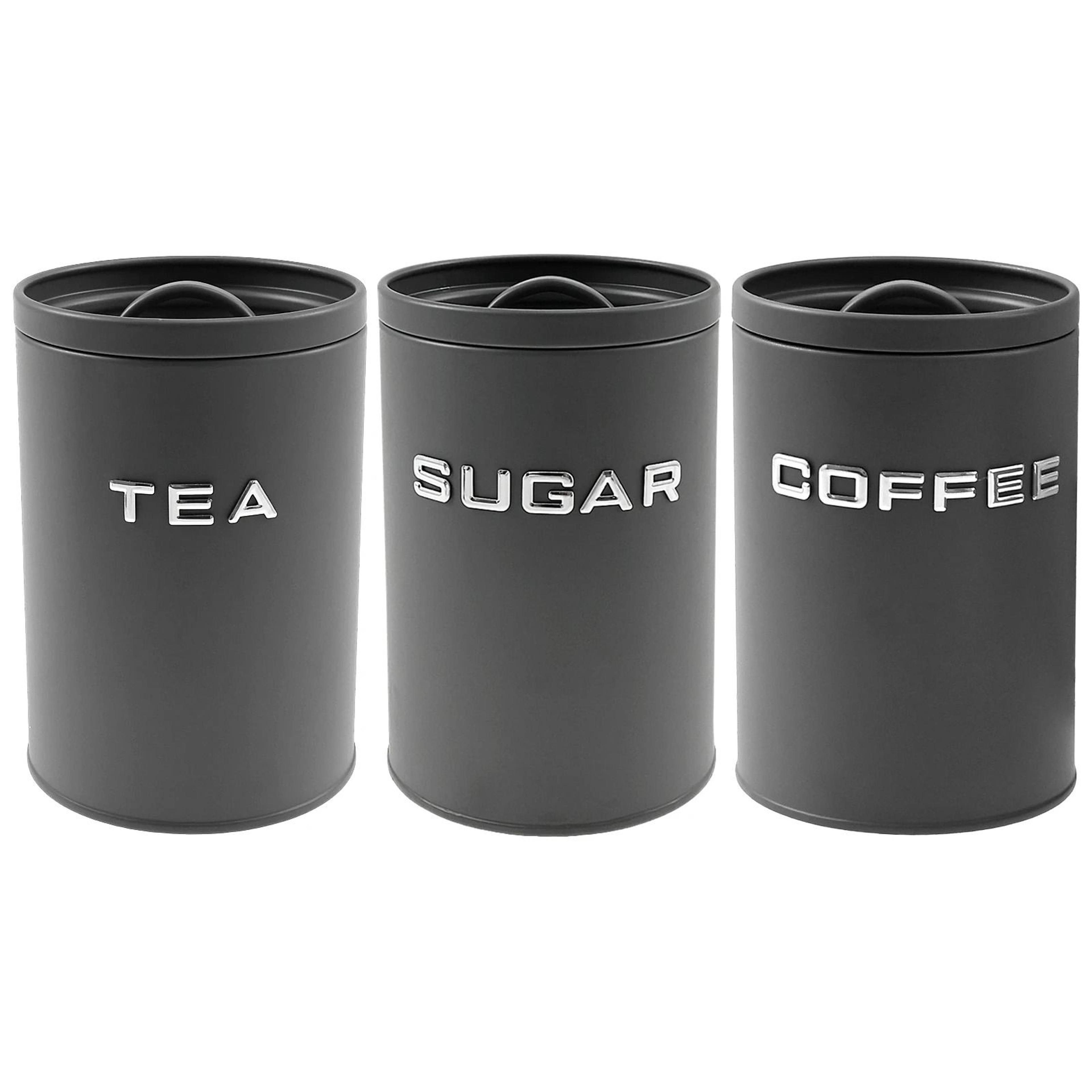 Airtight Coffee Tea Sugar Canister Set  3Piece Kitchen Countertop Containers  FoodGrade Bean  Spice 8