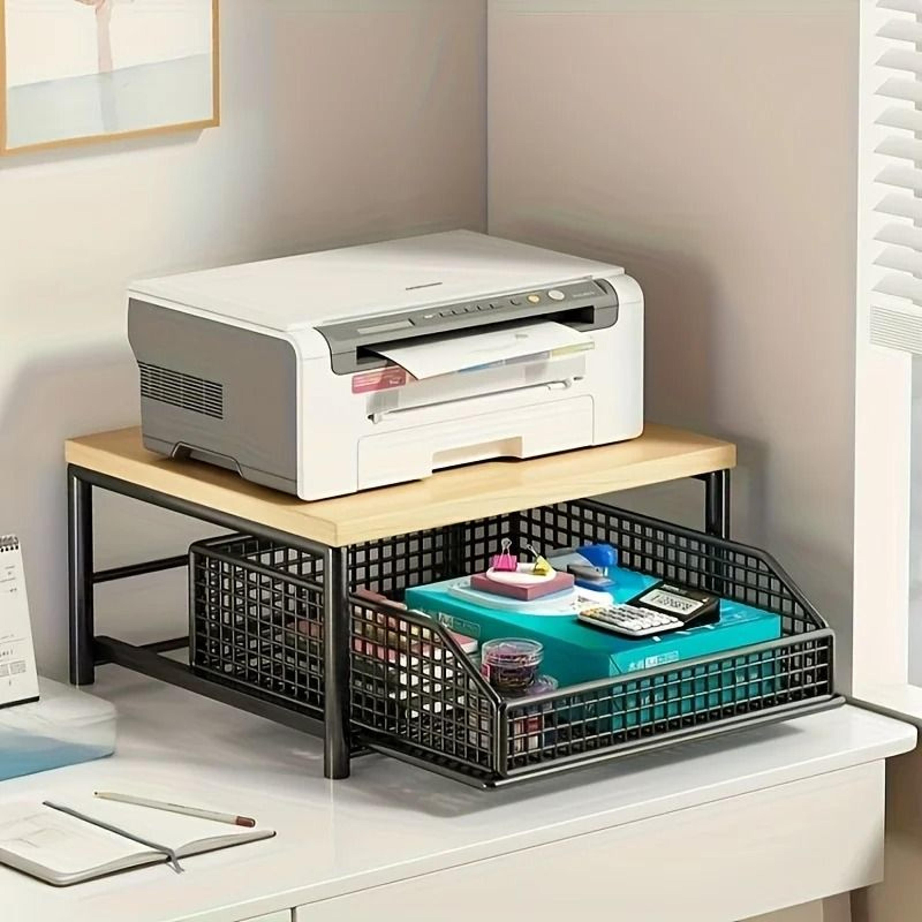 Modern Solid Wood Microwave Rack  Sturdy Metal Countertop Storage Shelf  SpaceSaving MultiLayer Kit 2