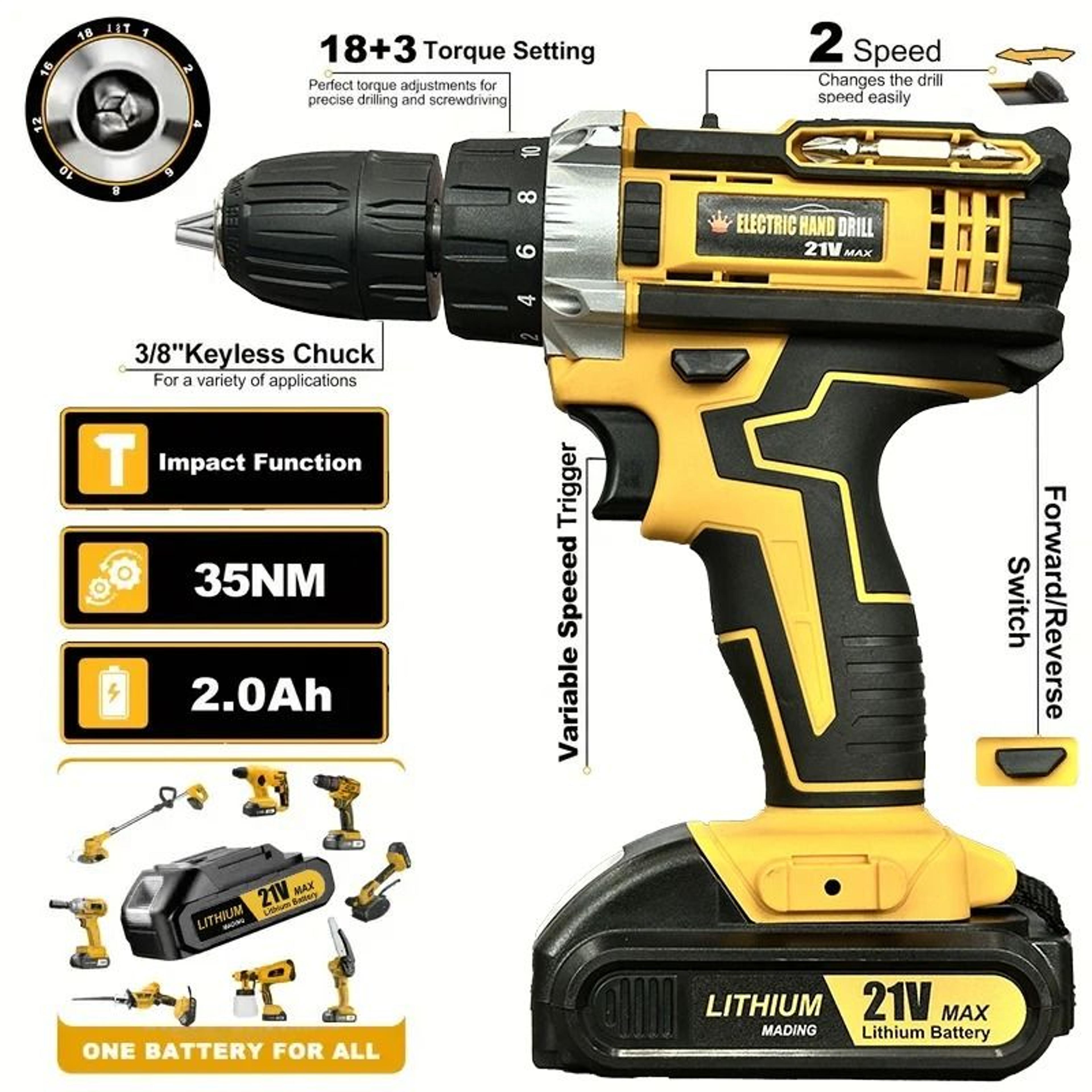 20V HighTorque Electric Power Drill Kit  Complete Home Repair  Maintenance Set With Drill Bits  Dai 0