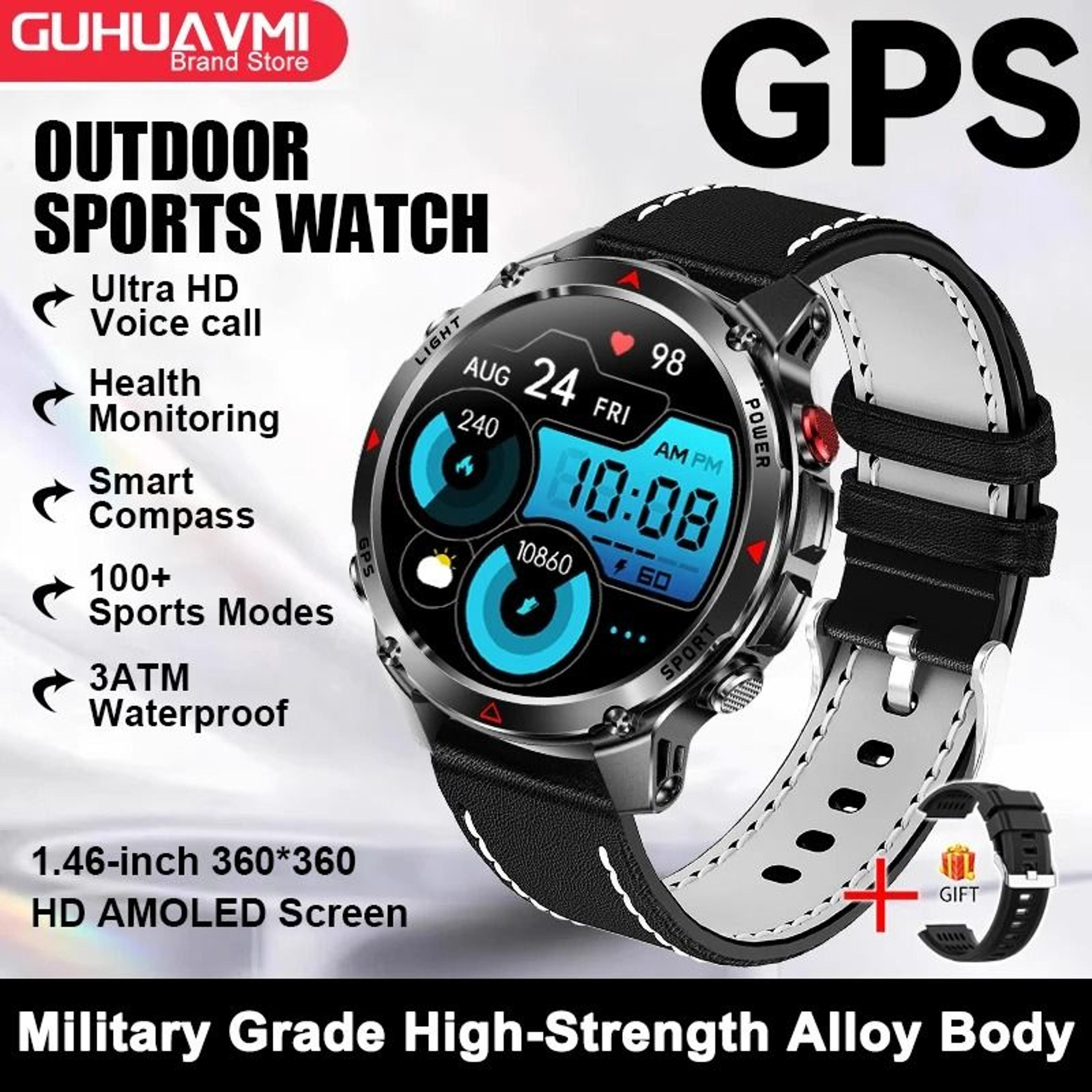 GPS Map Navigation Smart Watch  AMOLED Screen 3ATM Waterproof  Compass  Pro Mens  Womens NFC BT Cal 16