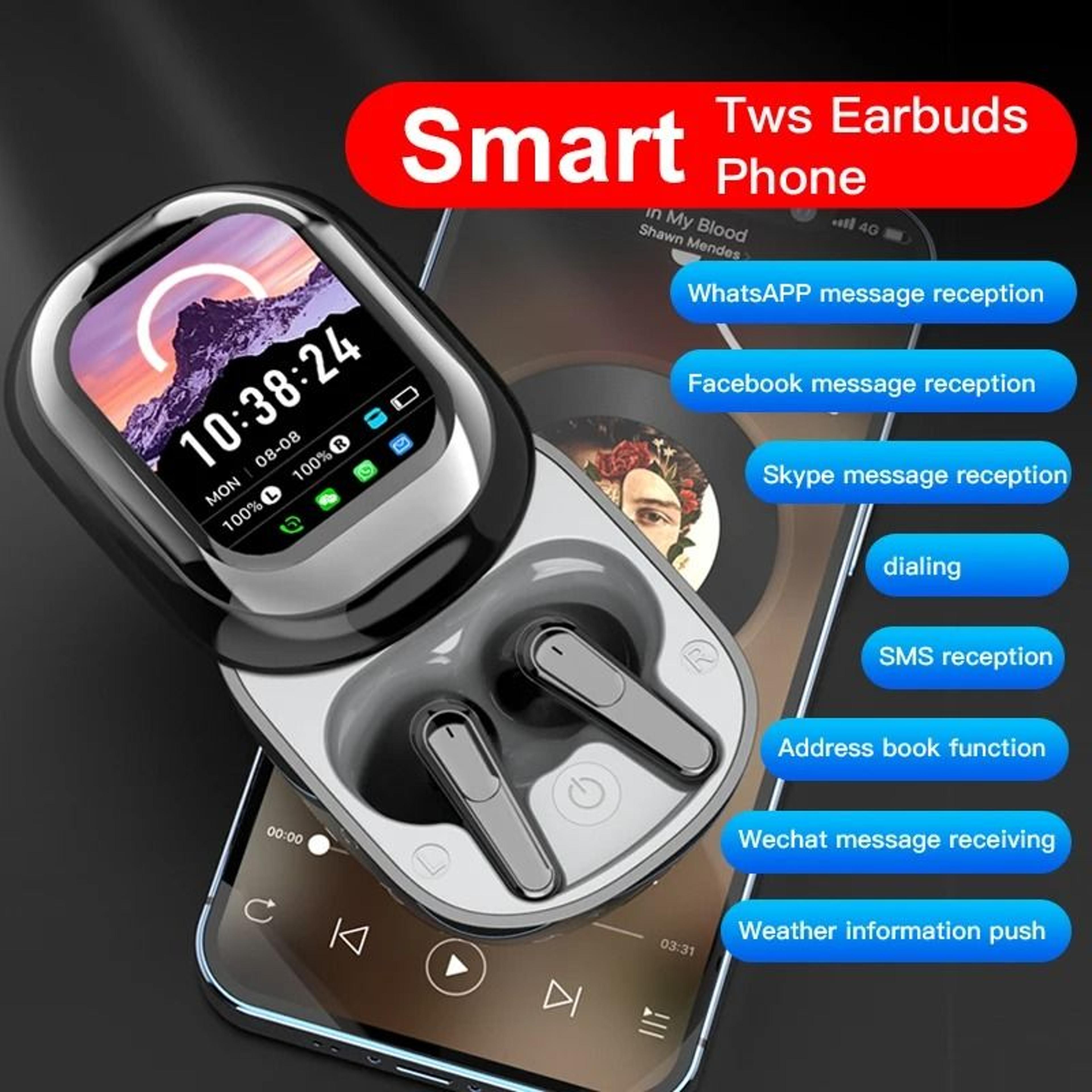 Smart LED Touch Screen Headphones  FullColor Slider Display  App Sync  Wireless TWS Earbuds 3