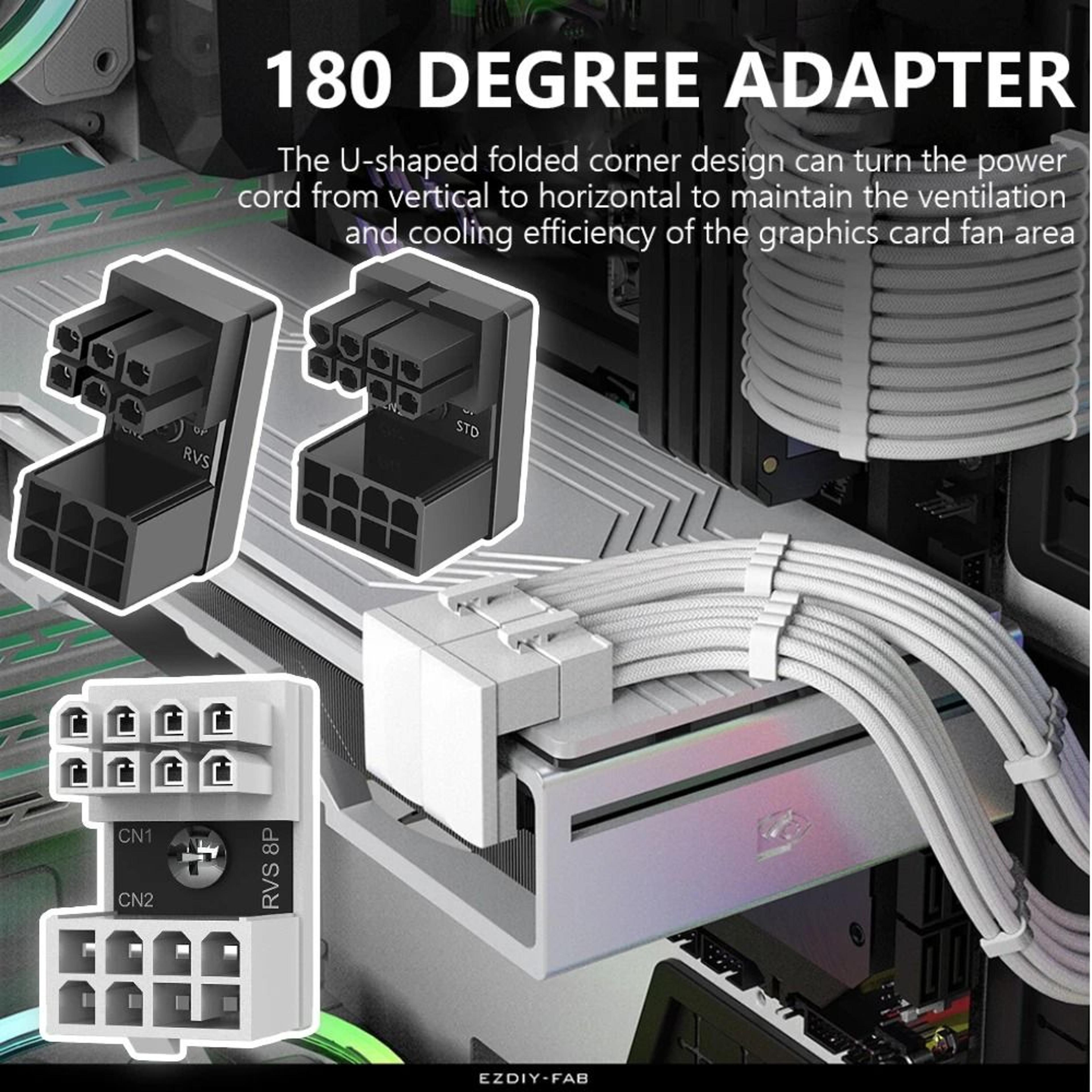 ATX GPU 180Degree Power Adapter  Angled Steering Connector For Desktop Video Cards  Cable Managemen 0