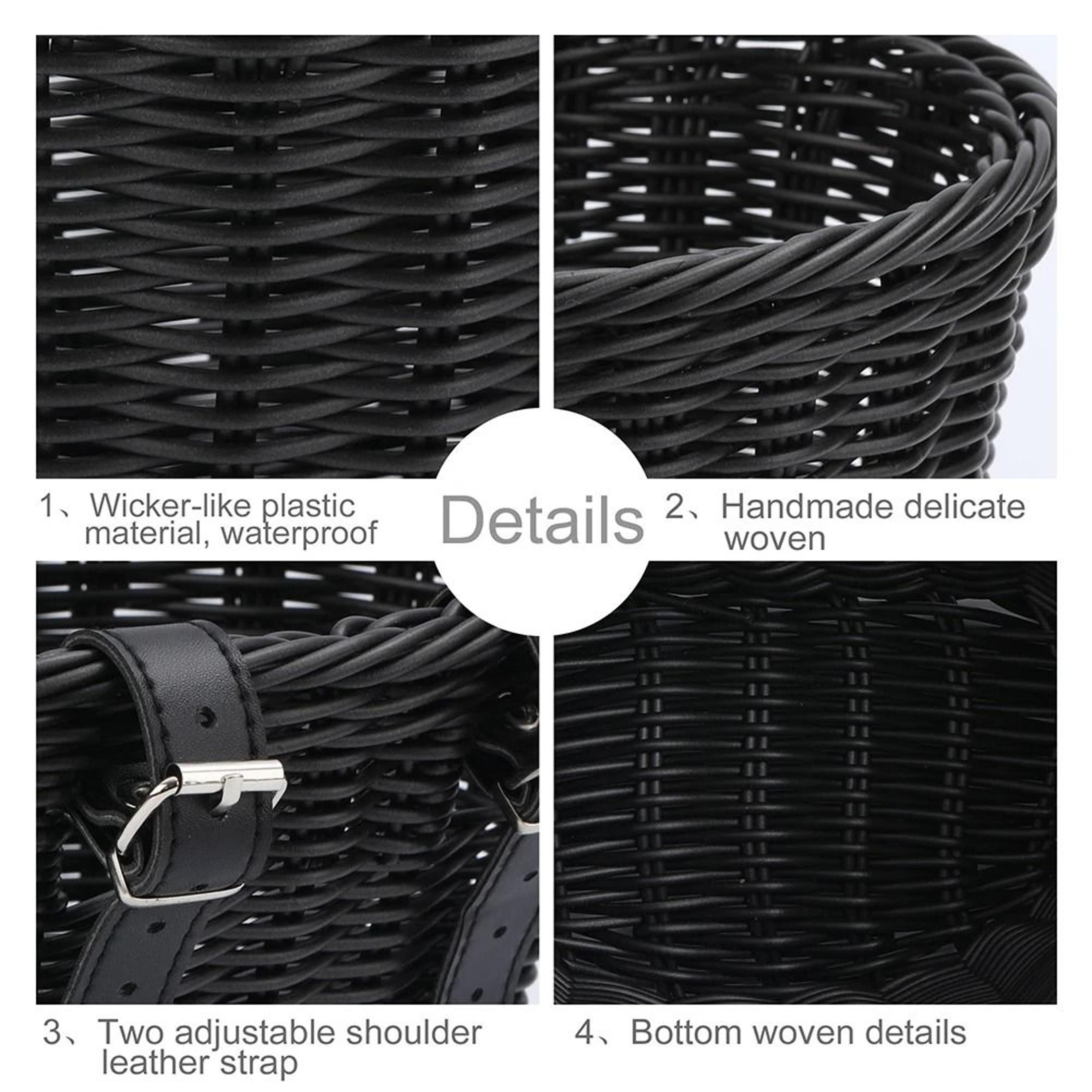 Adjustable Woven Bicycle Front Basket  HandCrafted Handlebar Cargo Hub  MultiFunctional Bike Storag 5