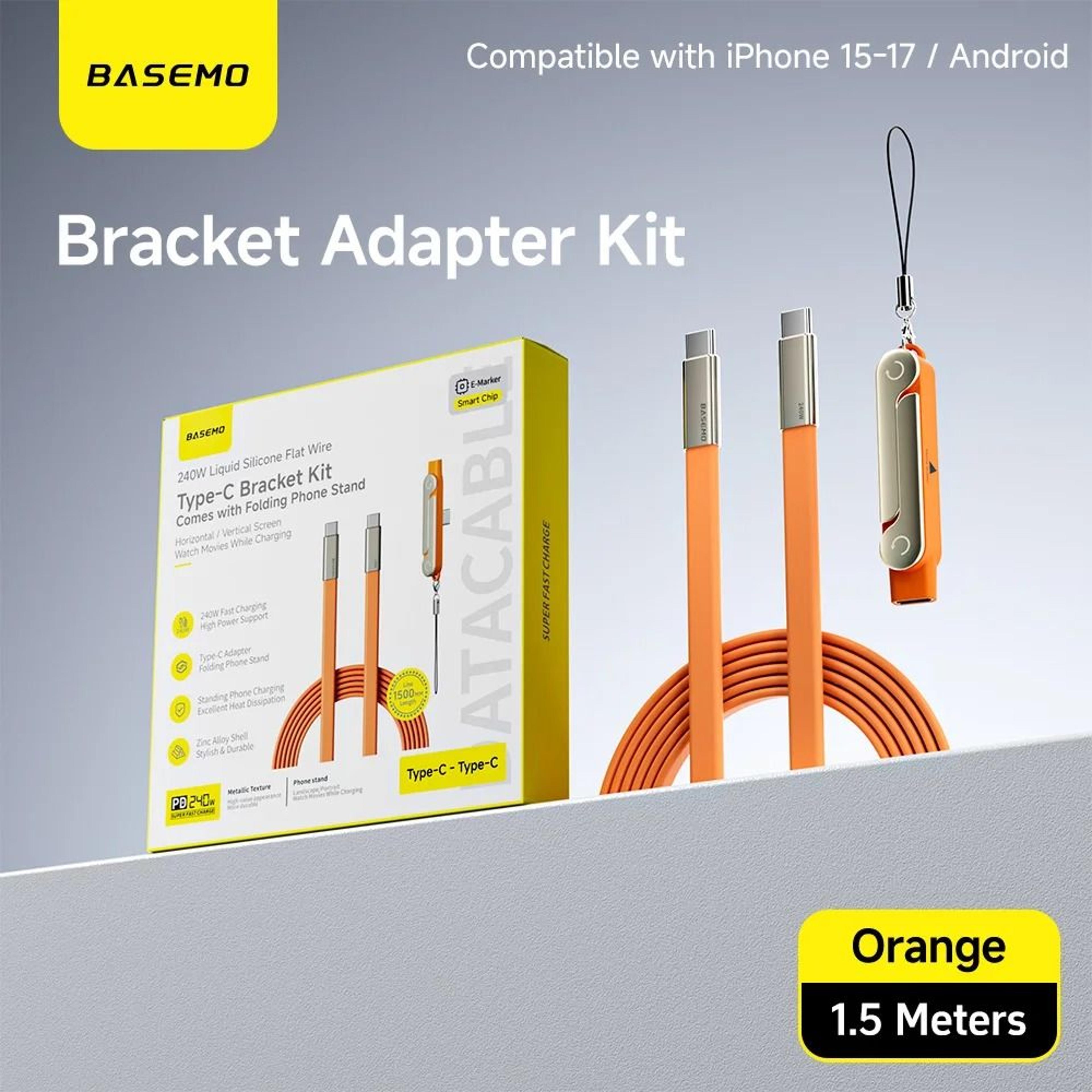 2in1 Foldable Bracket Fast Charging Cable  240W Dual TypeC Power Delivery Hub  60 In Data Sync Wire 1
