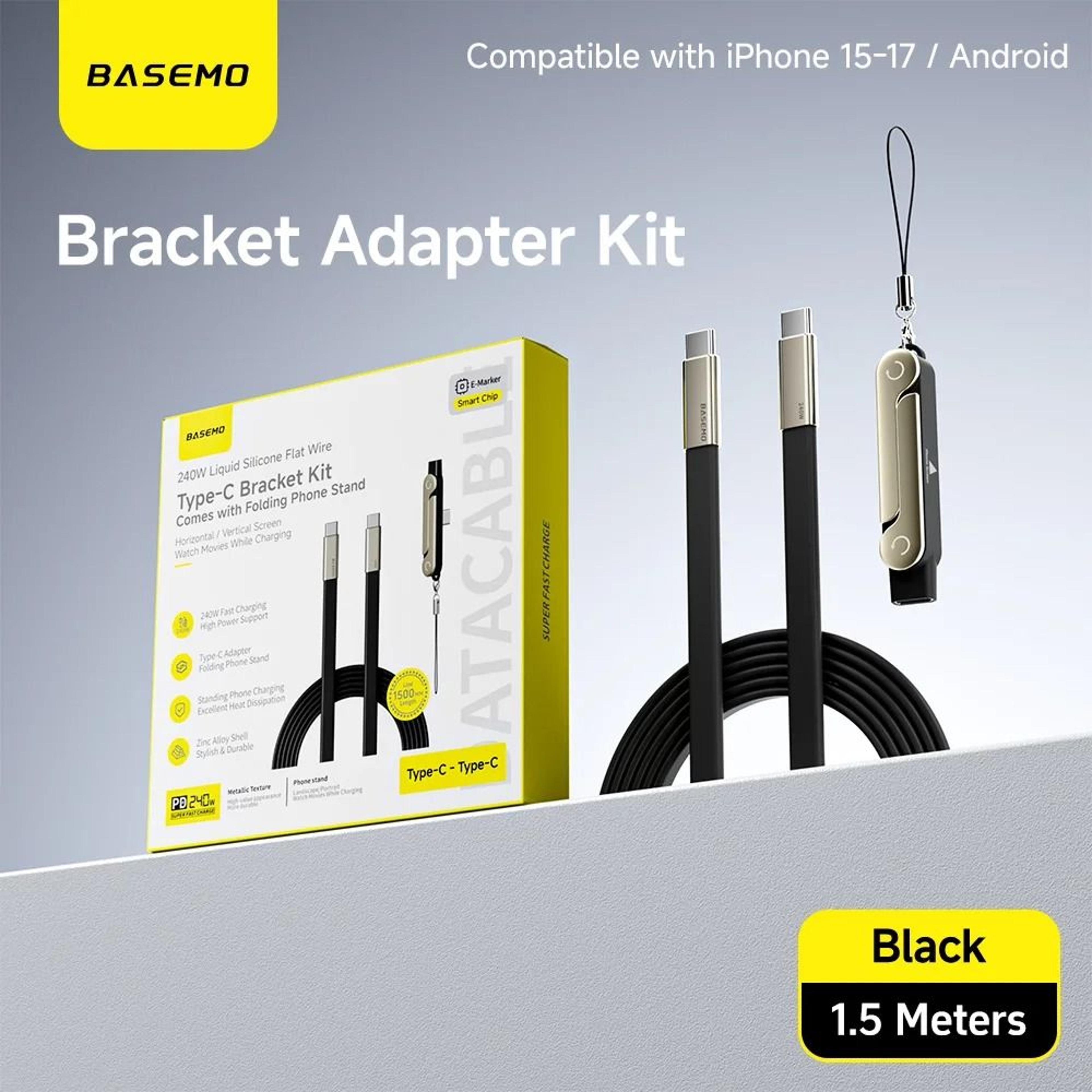 2in1 Foldable Bracket Fast Charging Cable  240W Dual TypeC Power Delivery Hub  60 In Data Sync Wire 8
