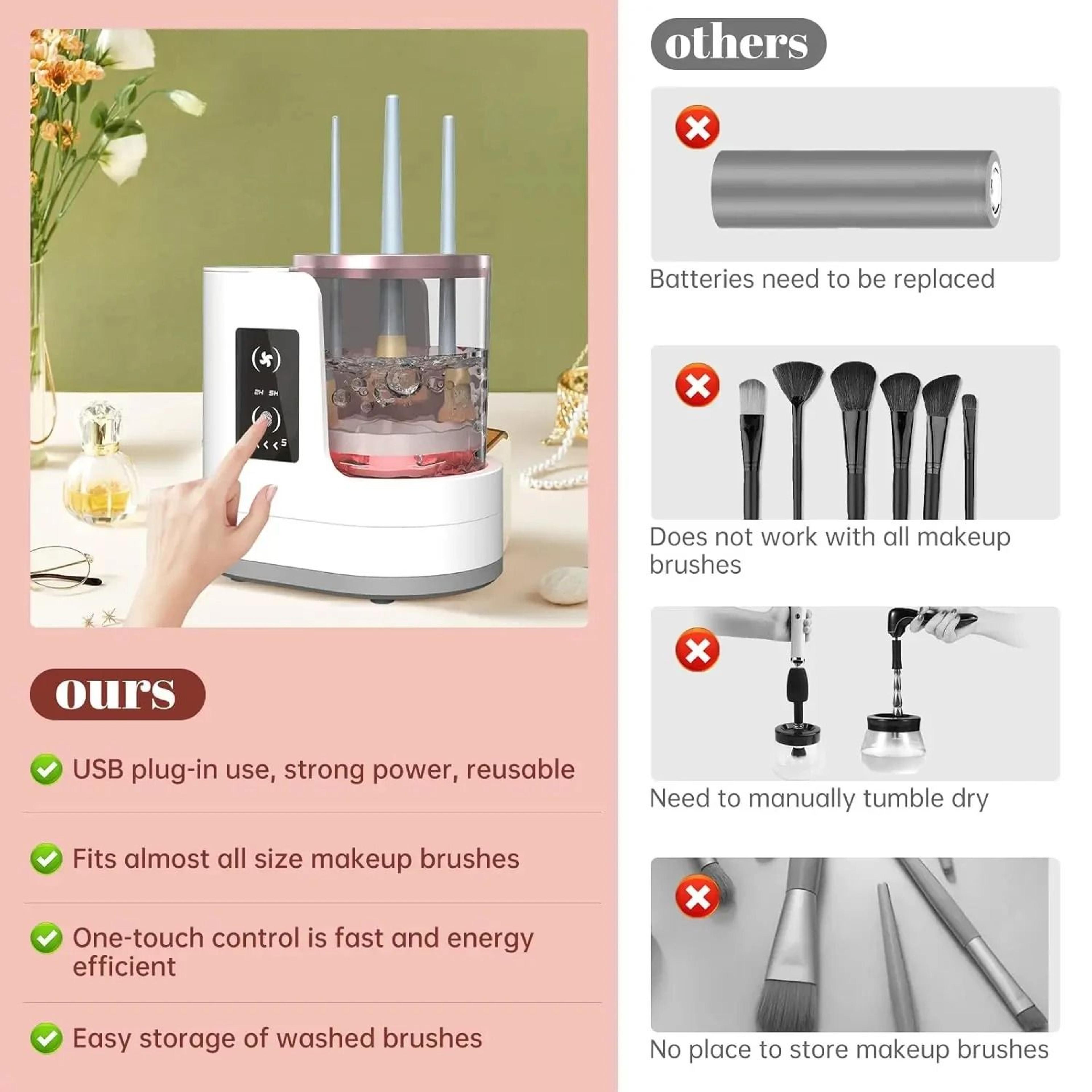 3in1 Electric Makeup Brush Cleaner  Automatic Cosmetic Brush Washer  Dryer  Portable USB Sanitation 2