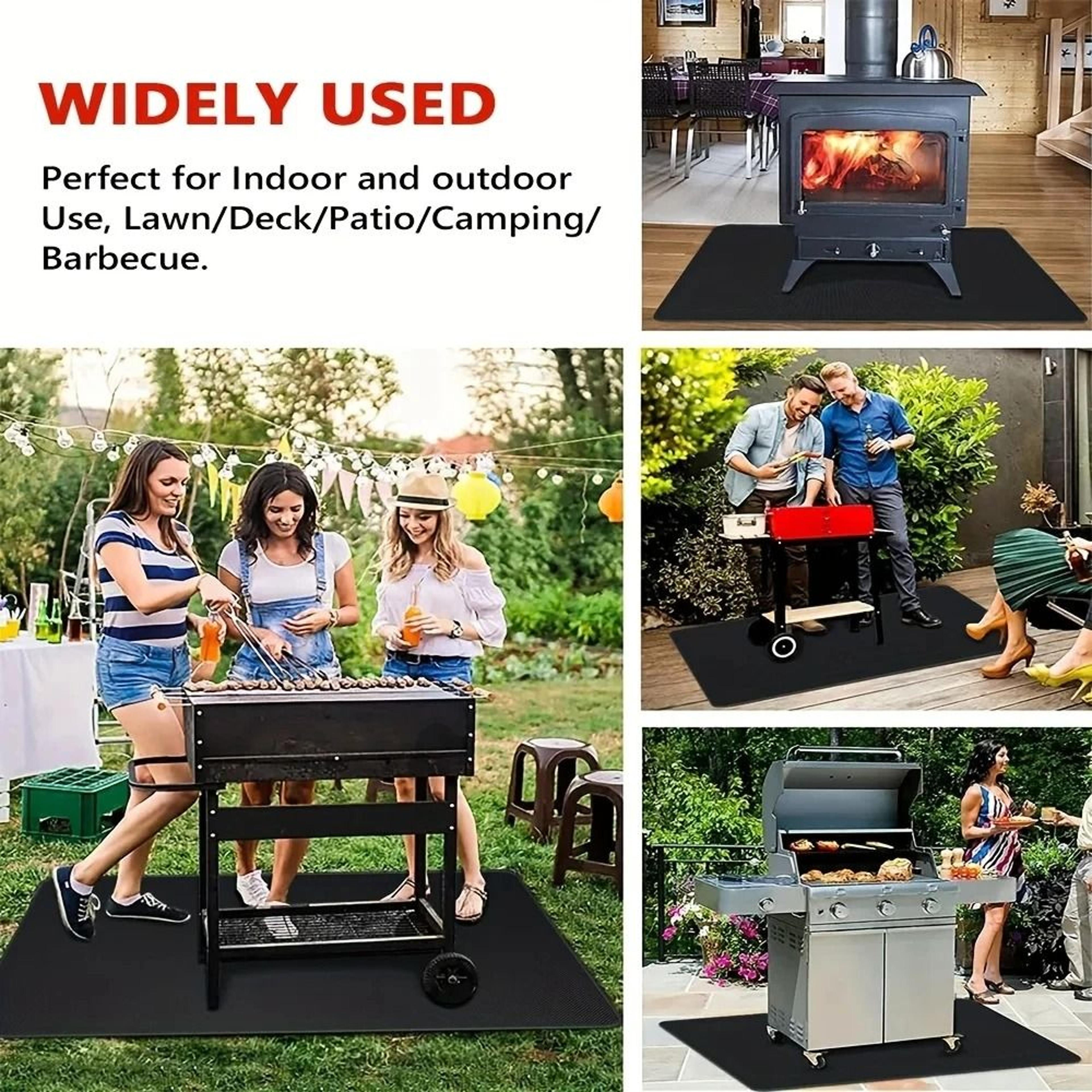 Outdoor Fire Pit  BBQ Protective Mat  Flame Retardant HeatResistant Pad  HeavyDuty Floor  Deck Guar 2