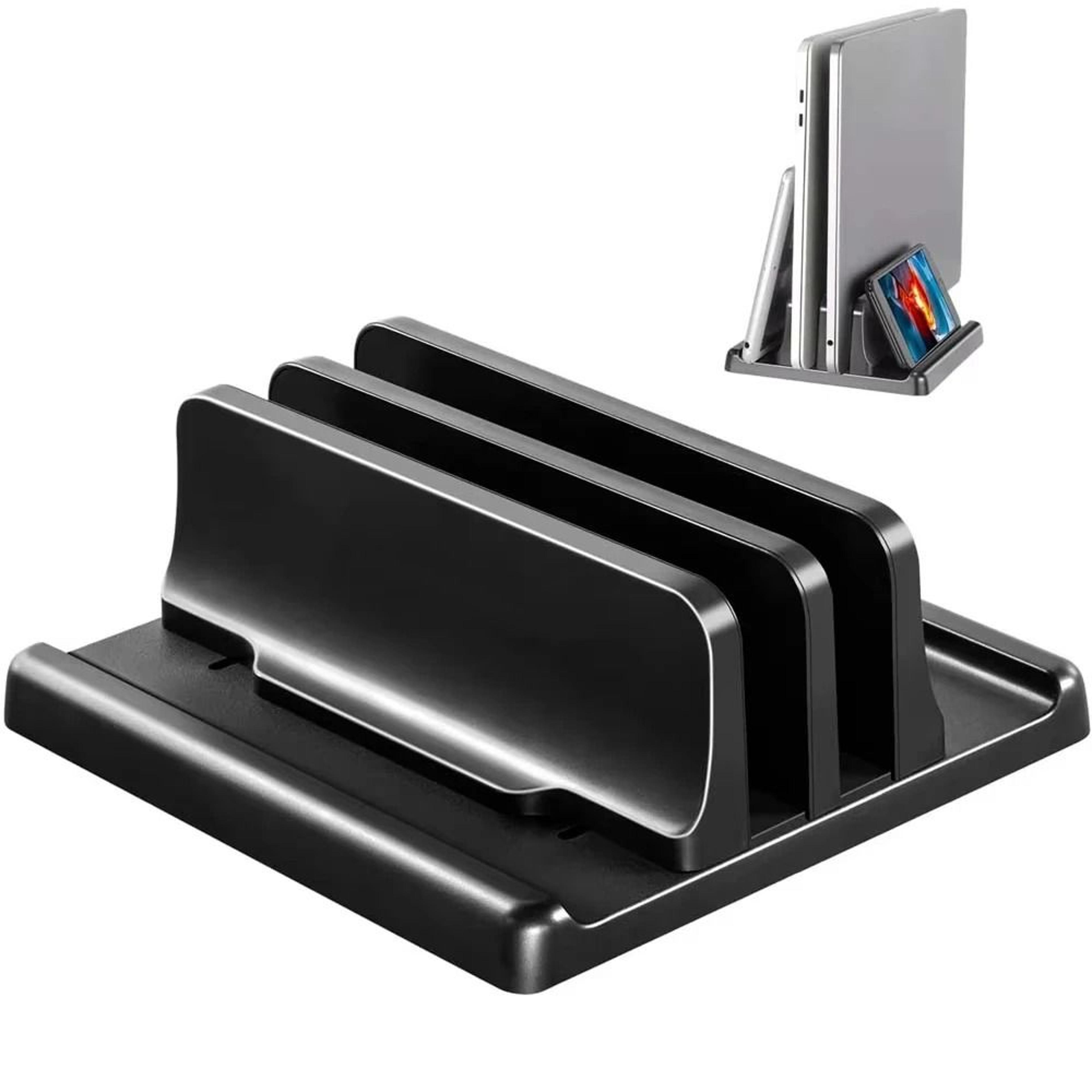 4-in-1 vertical laptop stand – scalable desktop space saver – professional adjustable office storage hub