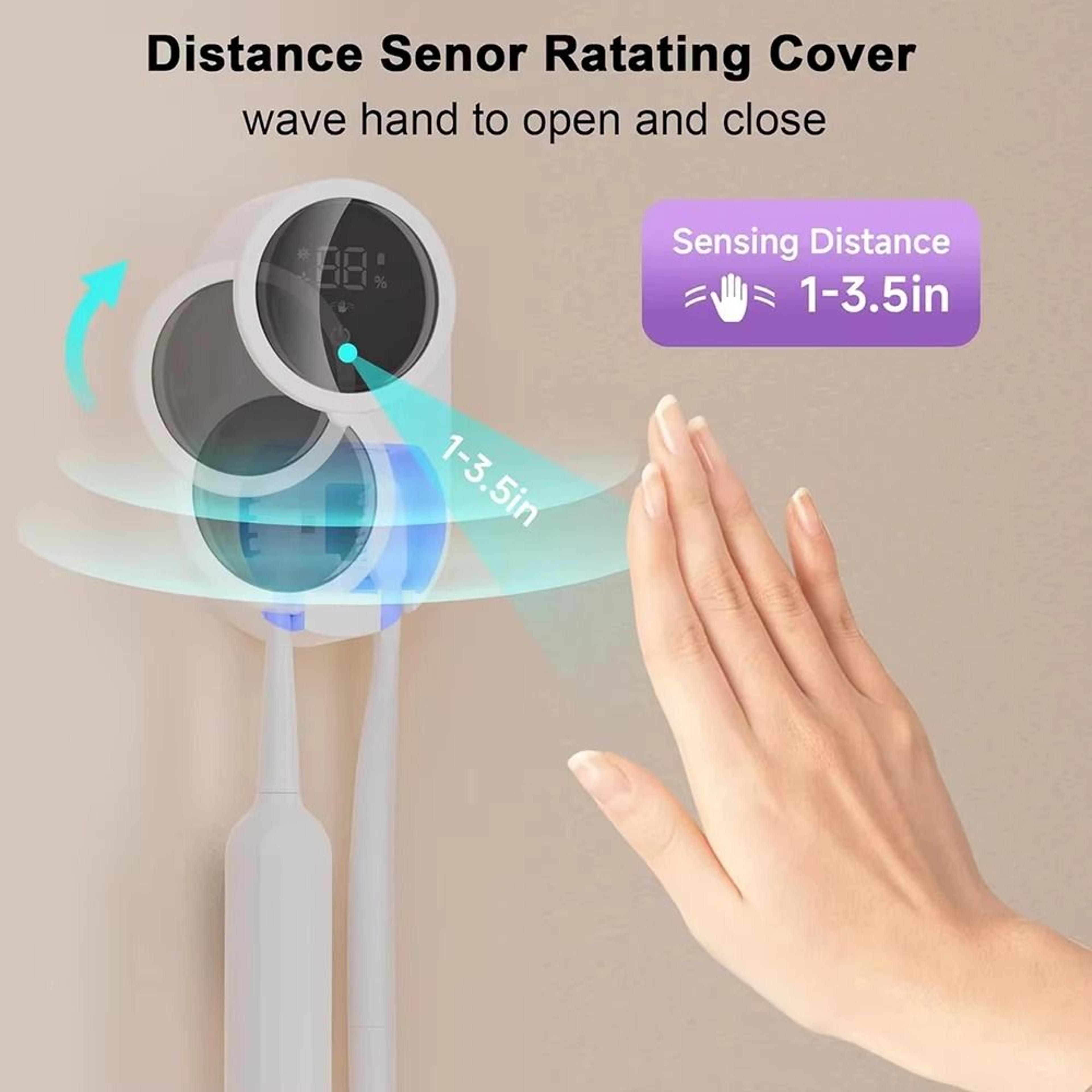 Smart Toothbrush Sanitizer  Dryer  WallMounted UVLight Cleaner  Rotating Automatic Cover Rechargeab 2
