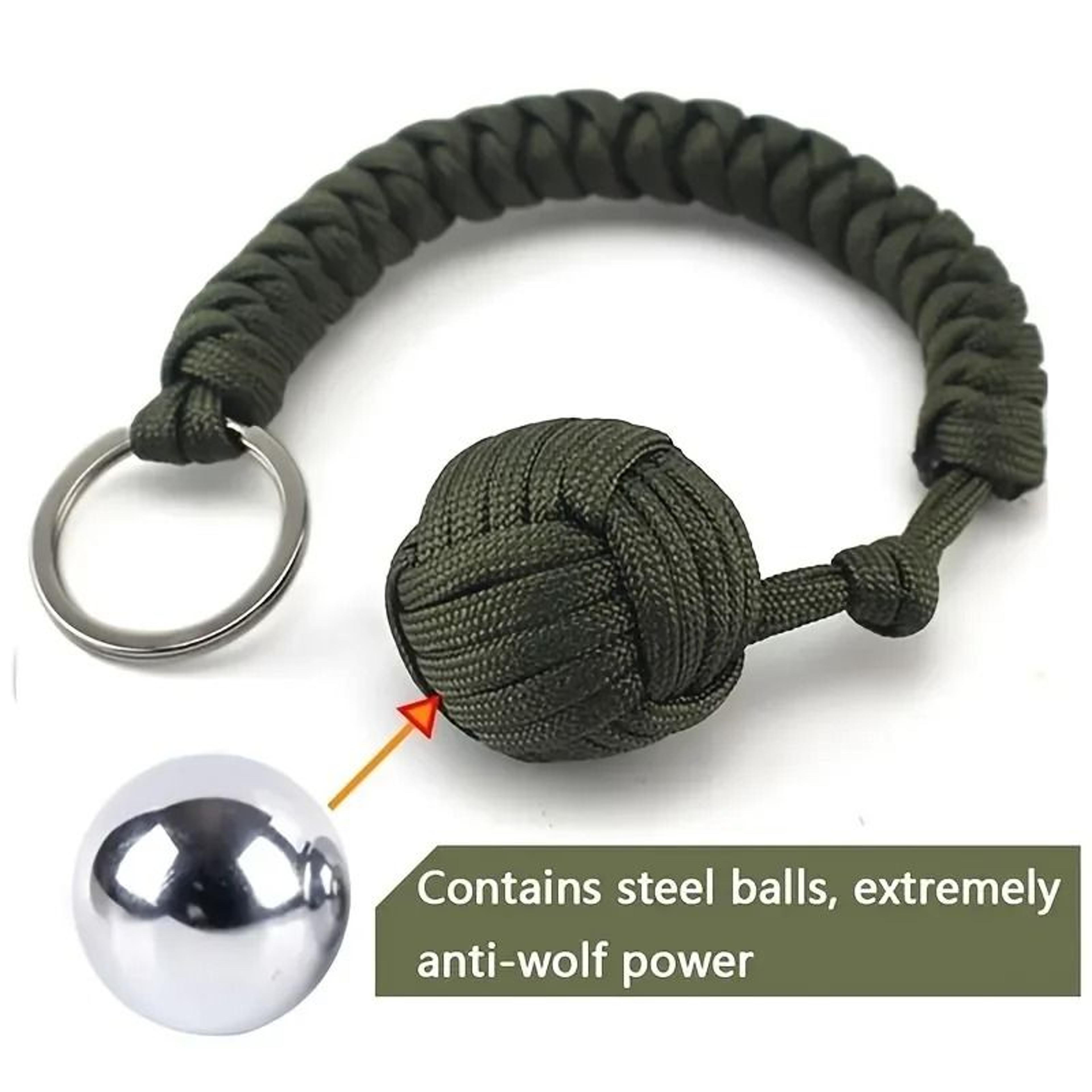 self-defense paracord monkey fist – steel ball survival keychain – high-yield outdoor security interaction hub