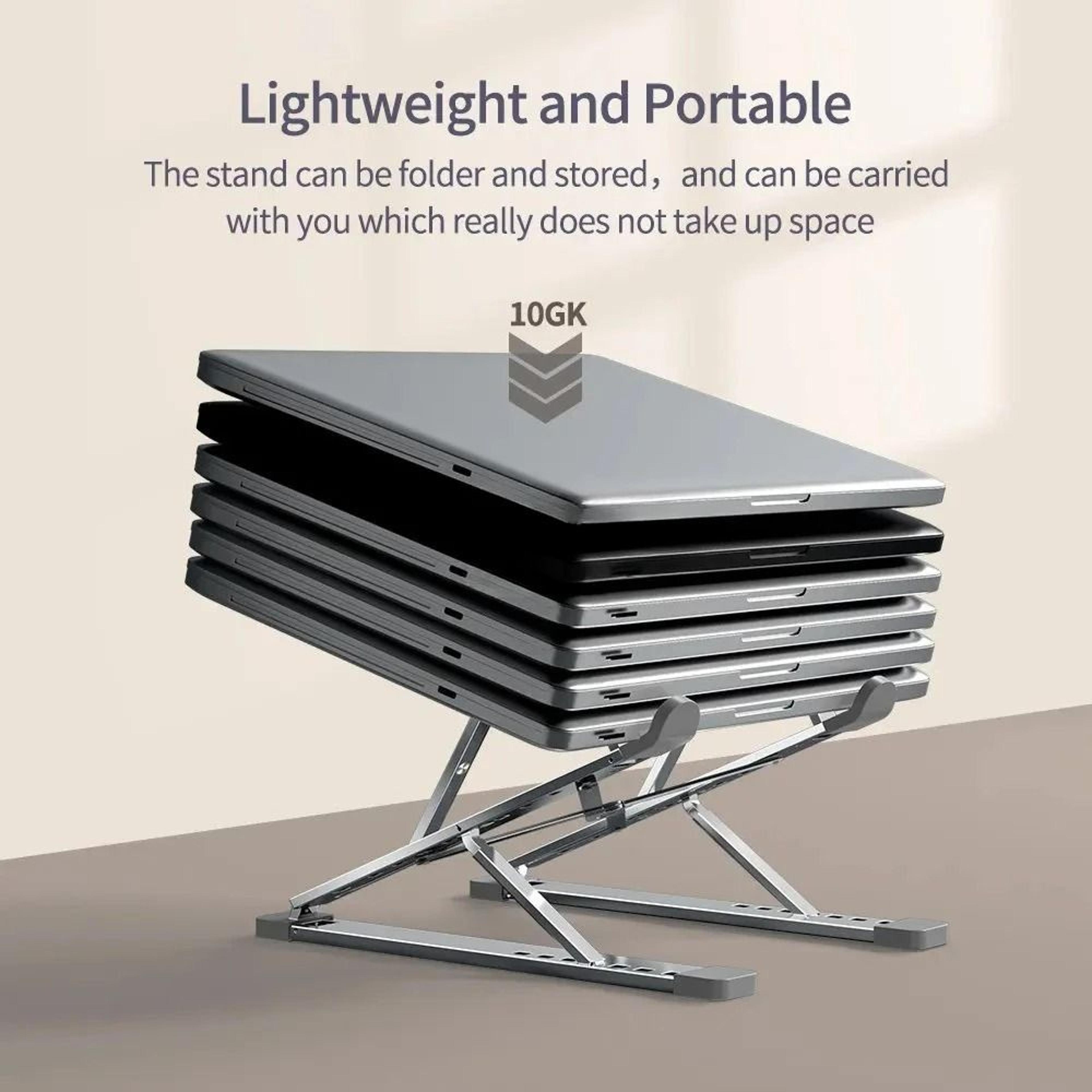 Adjustable Aluminum Laptop Stand  Foldable Cooling  Ergonomic Lift  HighYield Workspace Interaction 5