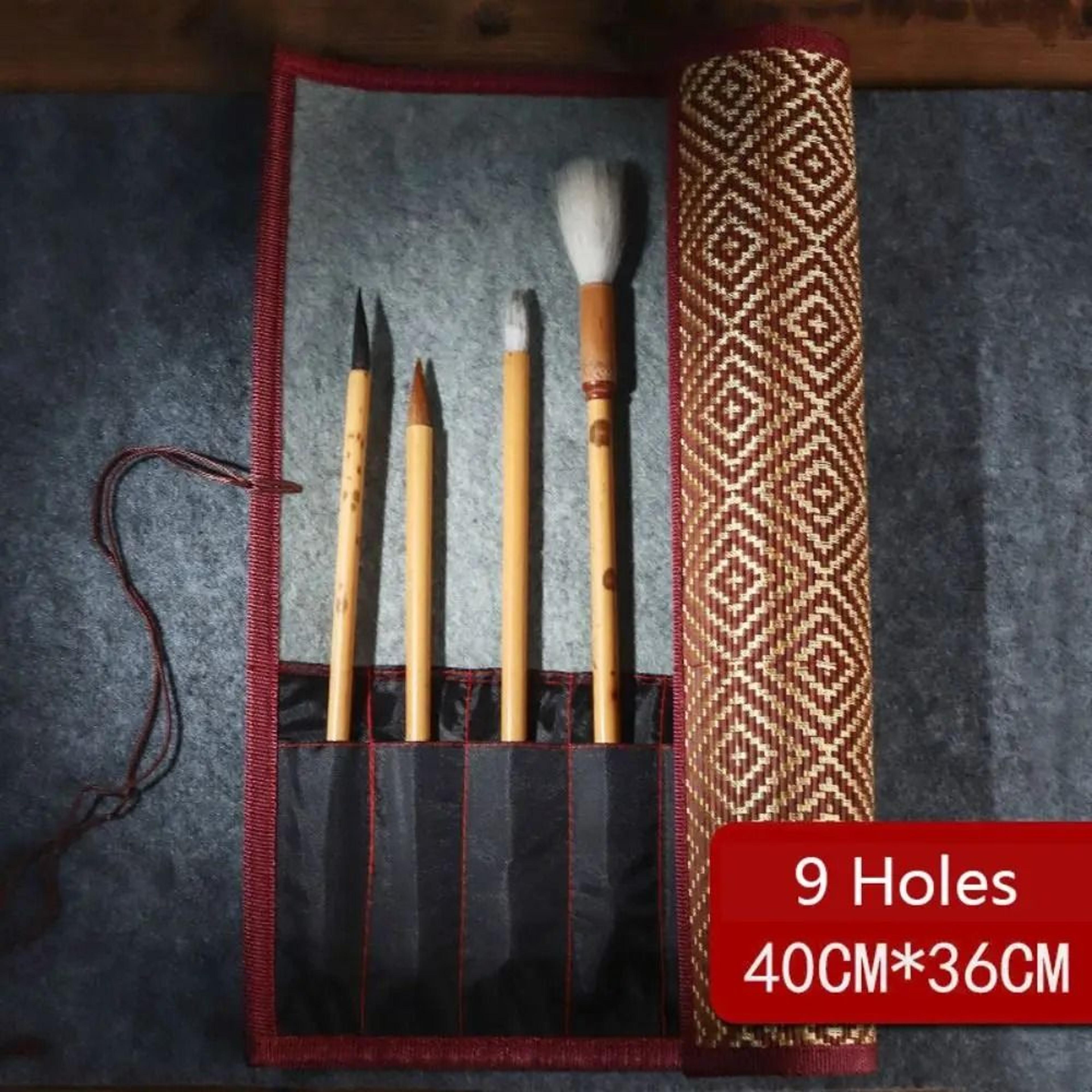 Bamboo RollUp Pen Case  Calligraphy Brush Curtain  HighYield Artistic Interaction Hub 14