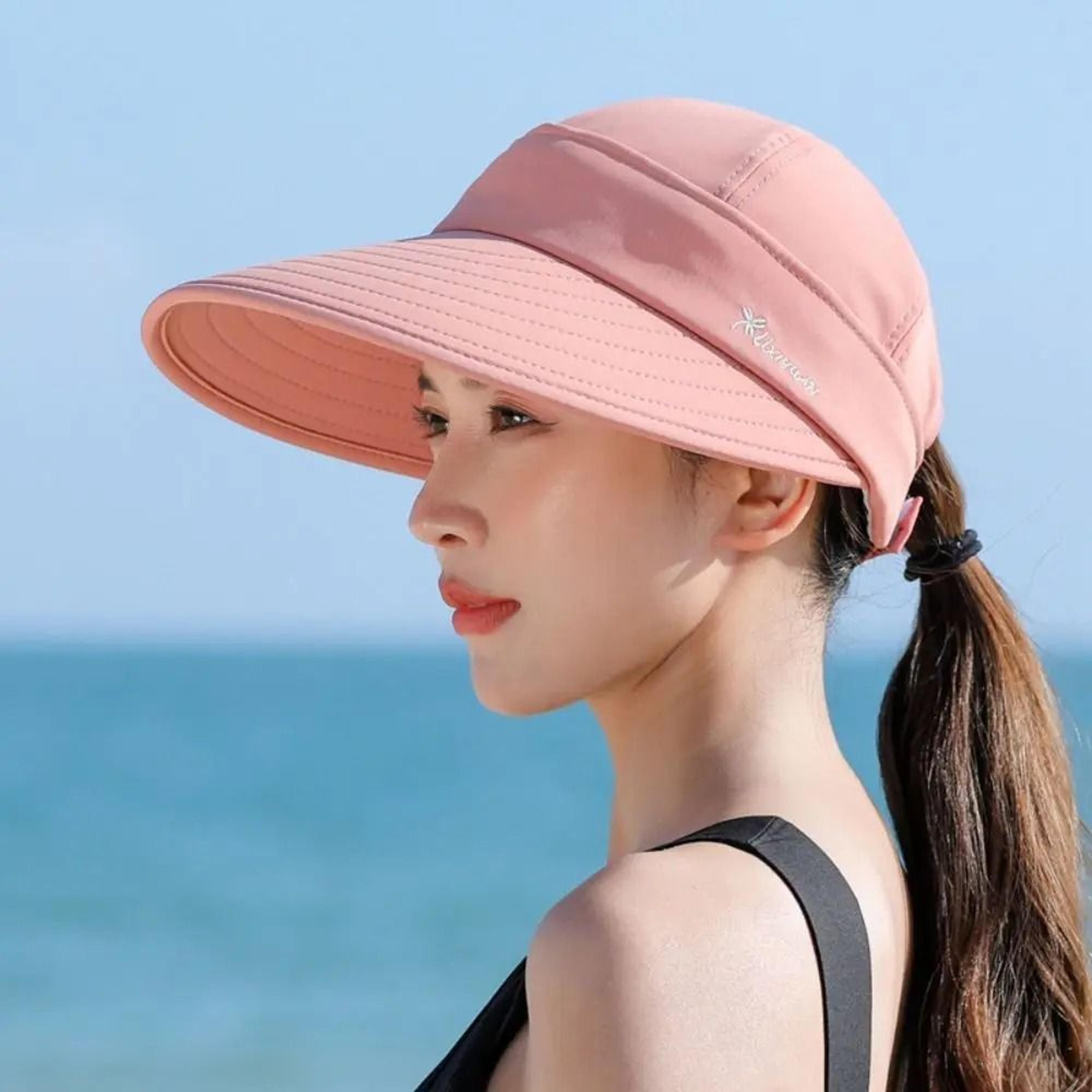 Womens Summer Sun Hat  Detachable EmptyTop Ponytail Cap  HighYield UV Interaction Hub 10