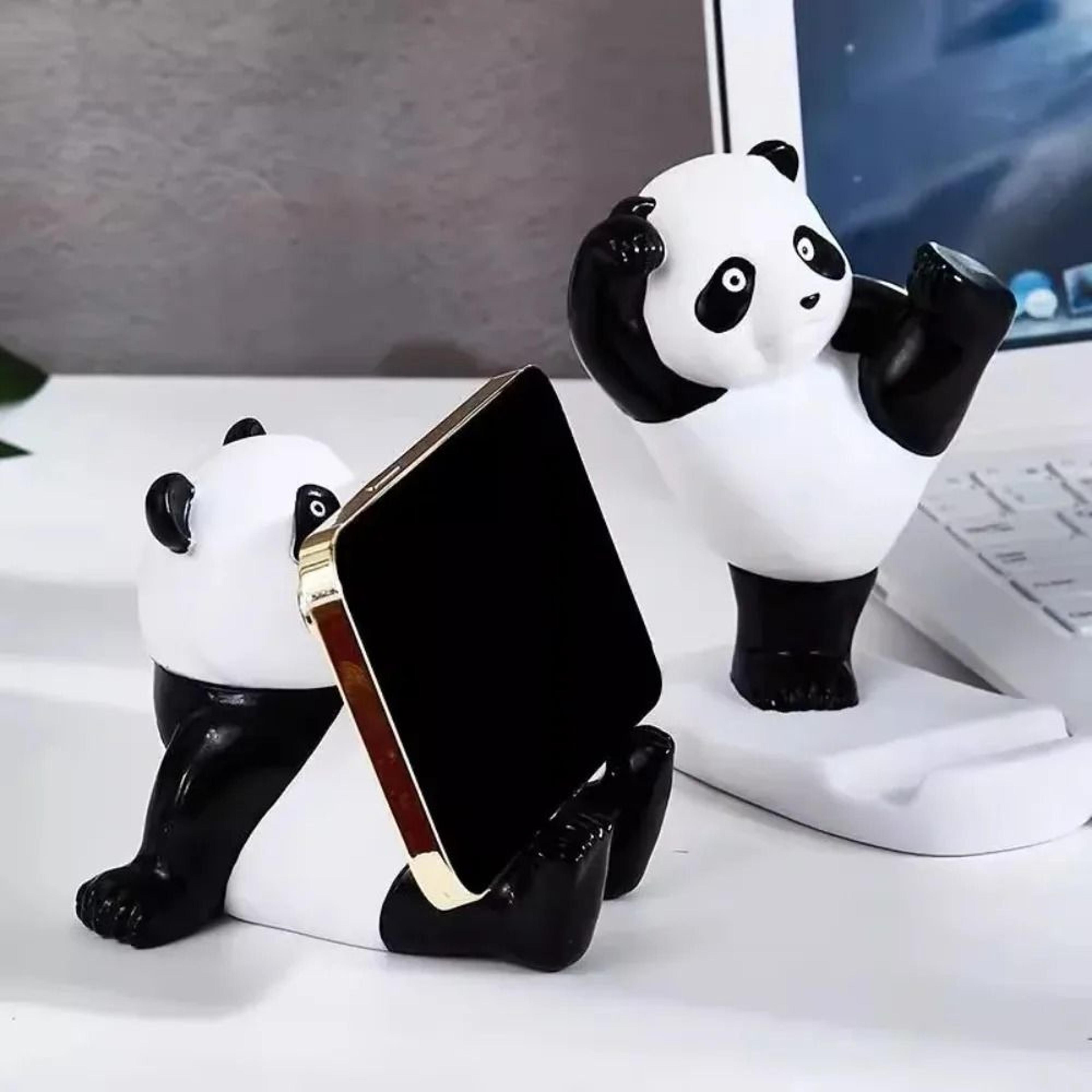 Panda Mobile Phone Stand  Modern Resin Sculpture Statue  HighYield Desktop Interaction Hub 1