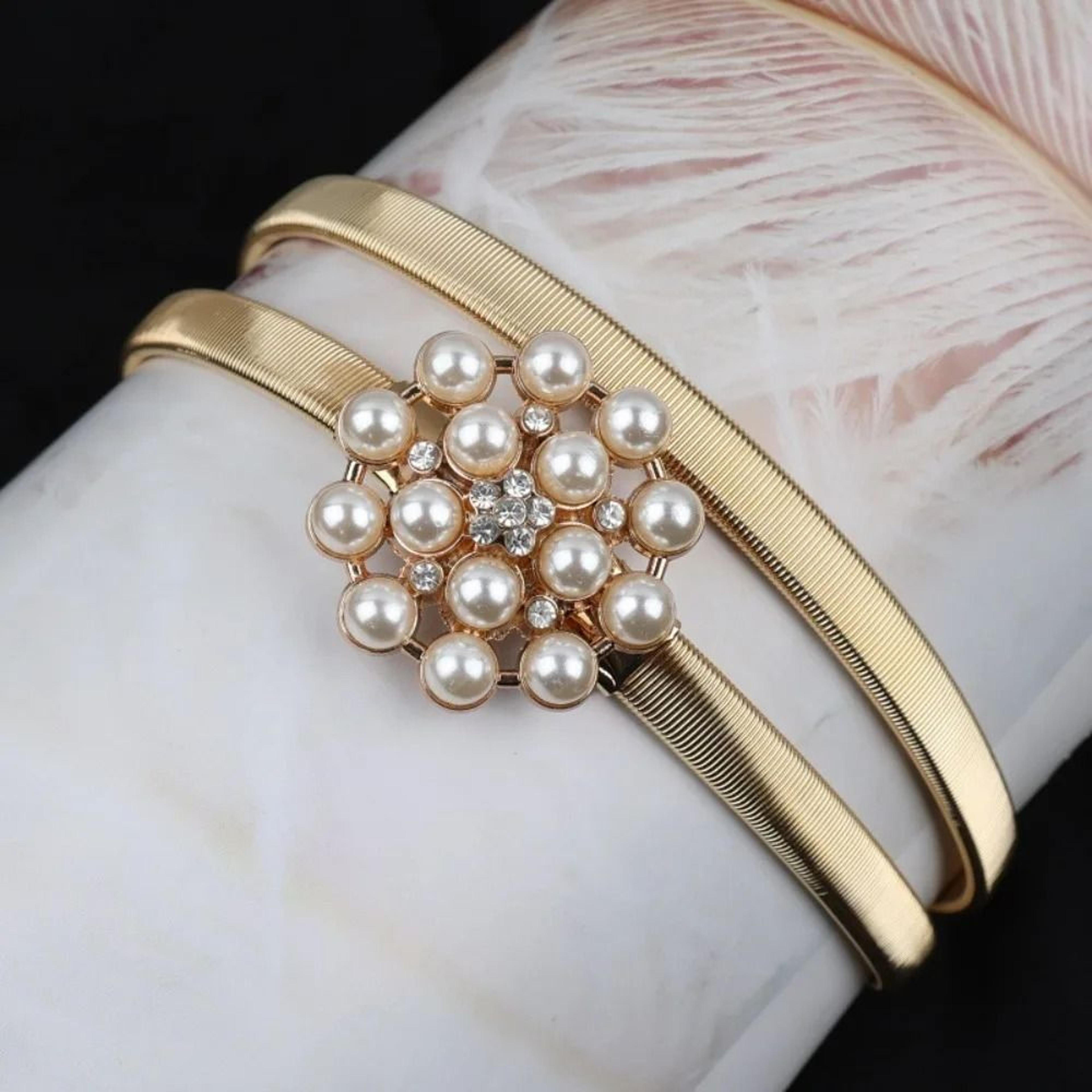 Elastic Gold Chain Belt  Leaf Motif Metallic Waistband  HighYield Sartorial Interaction Hub 14