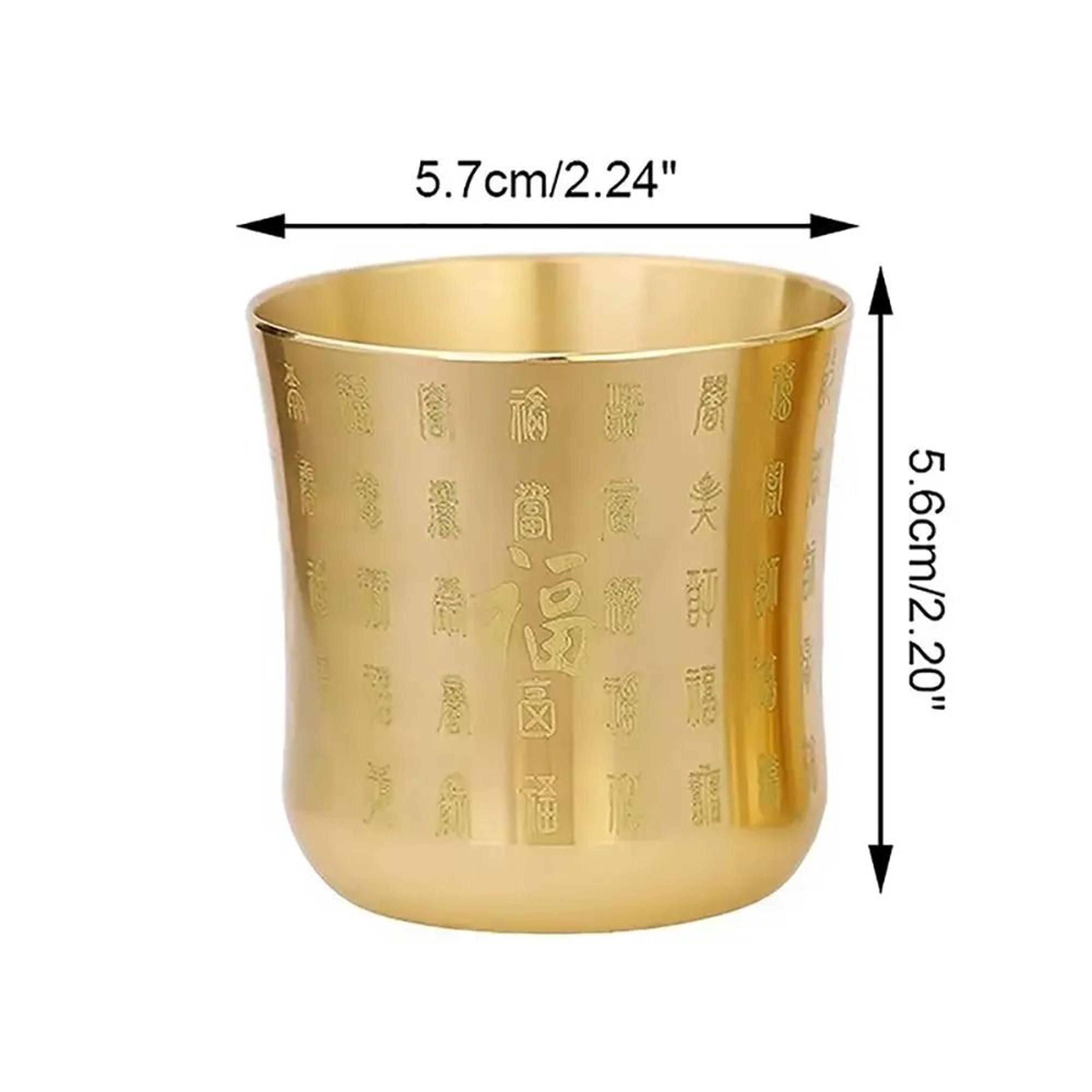Wealth Attracting Brass Tea Cup  24 In Polished Baifu Cornucopia  HighYield Prosperity Interaction  5