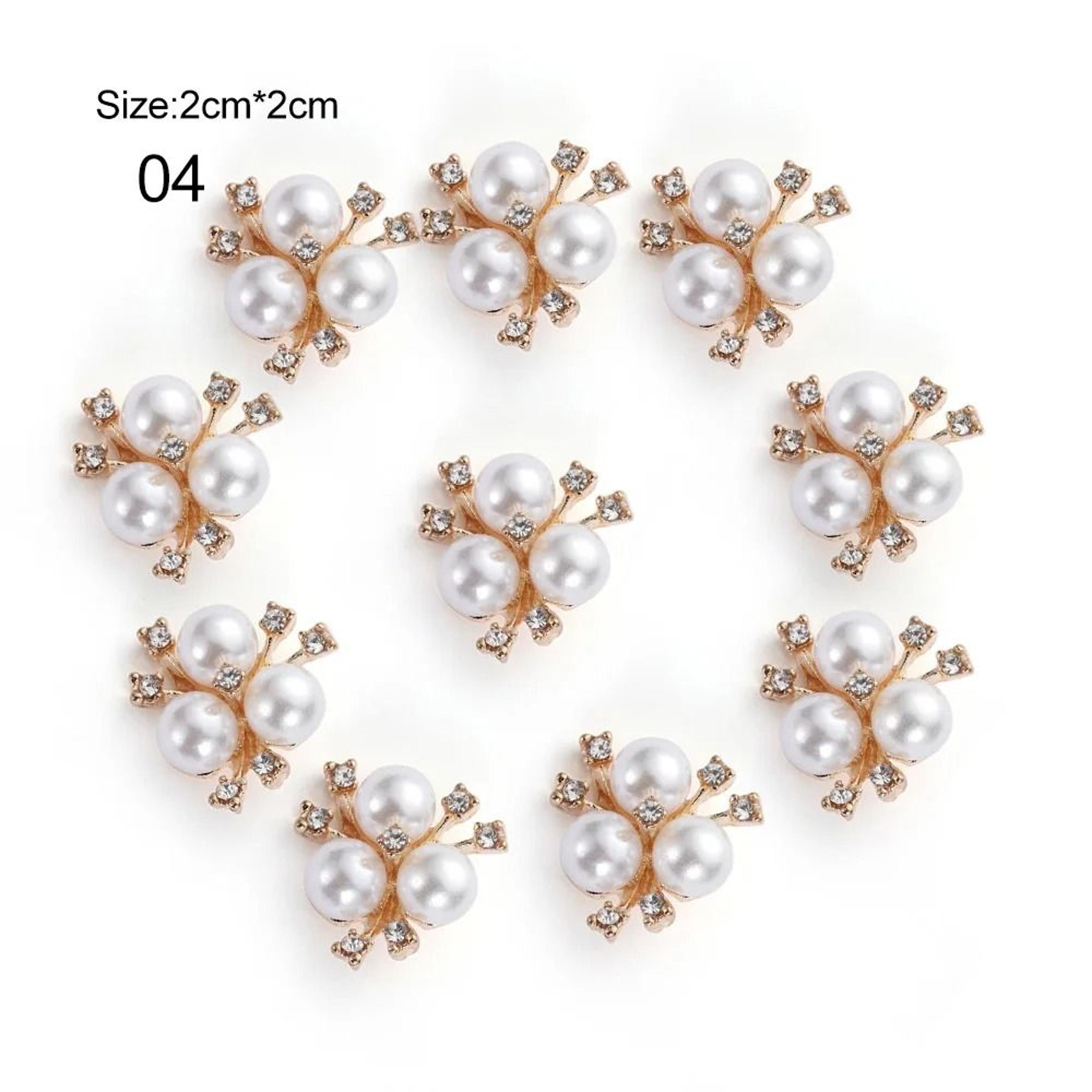 Flower Rhinestone  Pearl Buttons  10Piece Alloy Crystal Set  HighYield Ornamental Interaction Hub 10