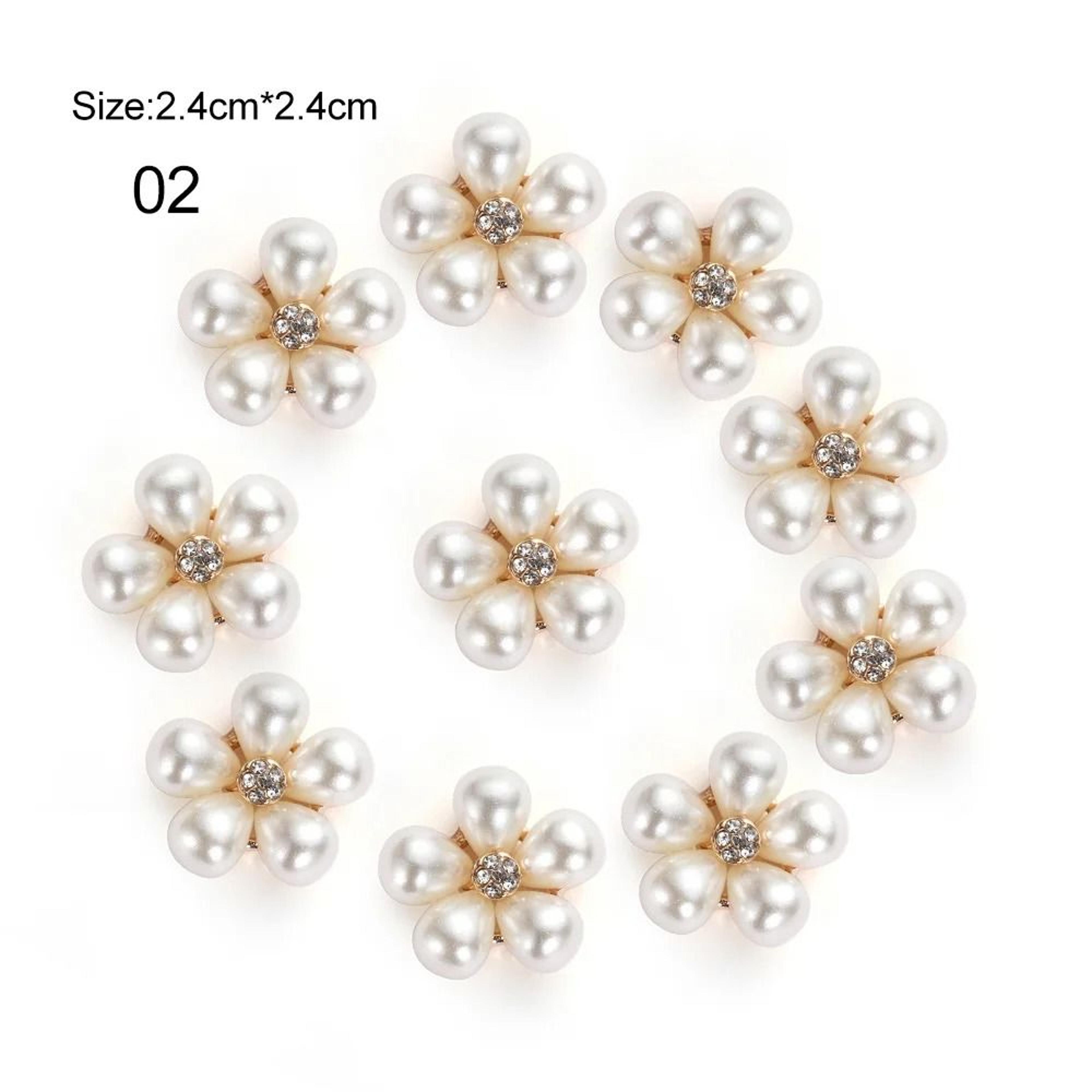 Flower Rhinestone  Pearl Buttons  10Piece Alloy Crystal Set  HighYield Ornamental Interaction Hub 8