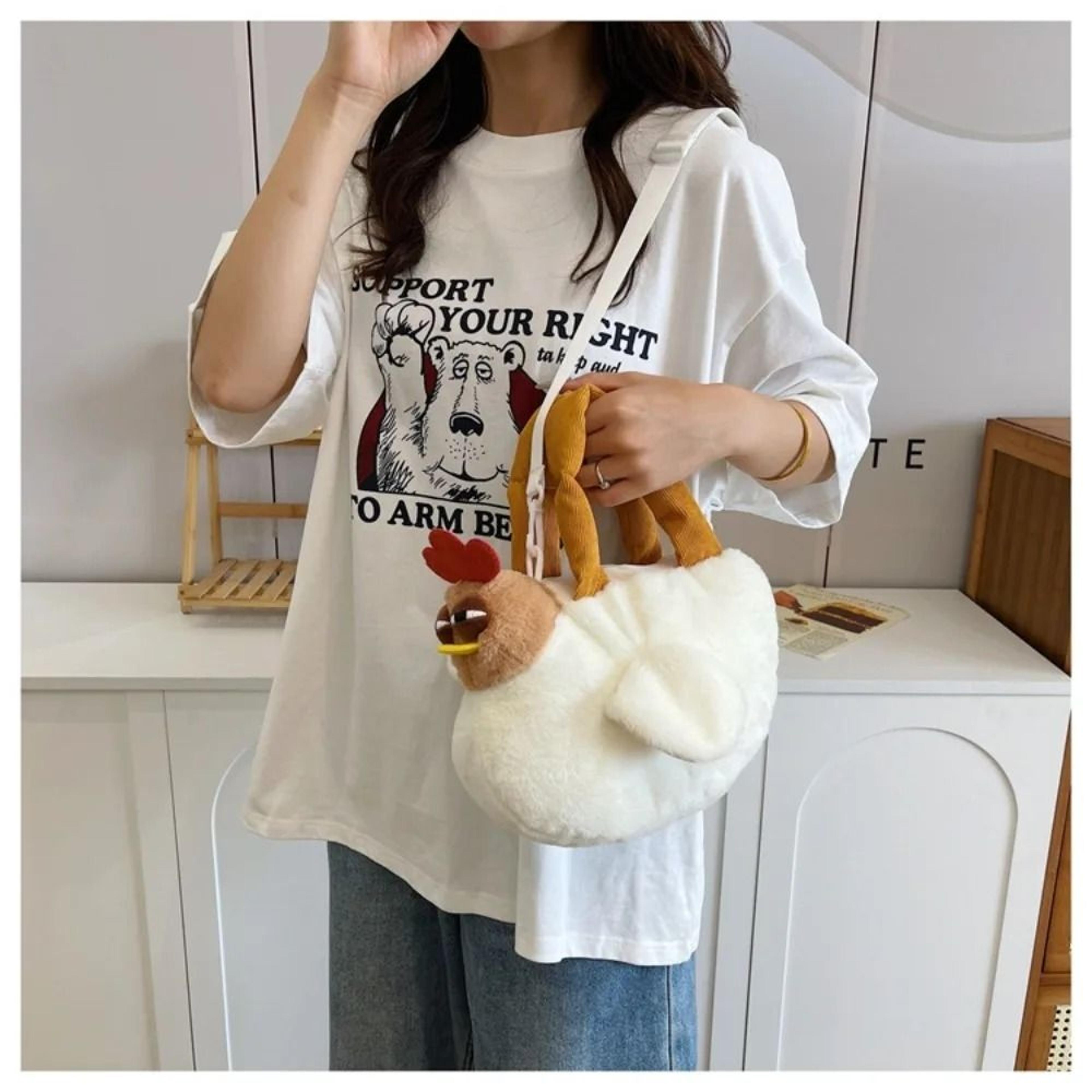 Hen Shape Plush Shoulder Bag  118 In Soft Chickens Handbag  HighYield Sartorial Interaction Hub 2