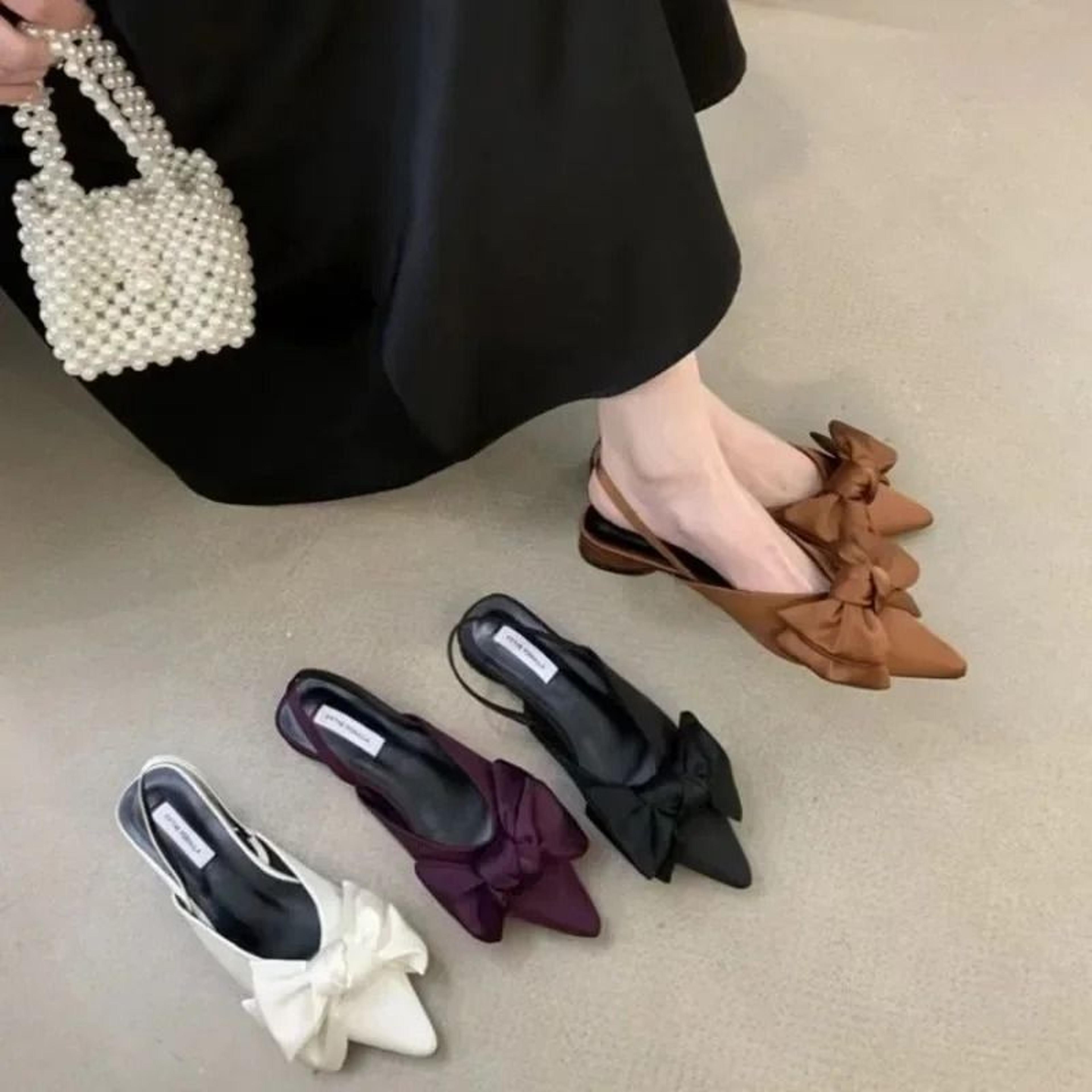 Designer Bow Pointed Toe Sandals  Elegant Slingback Heels  HighYield Summer Aesthetic Interaction H