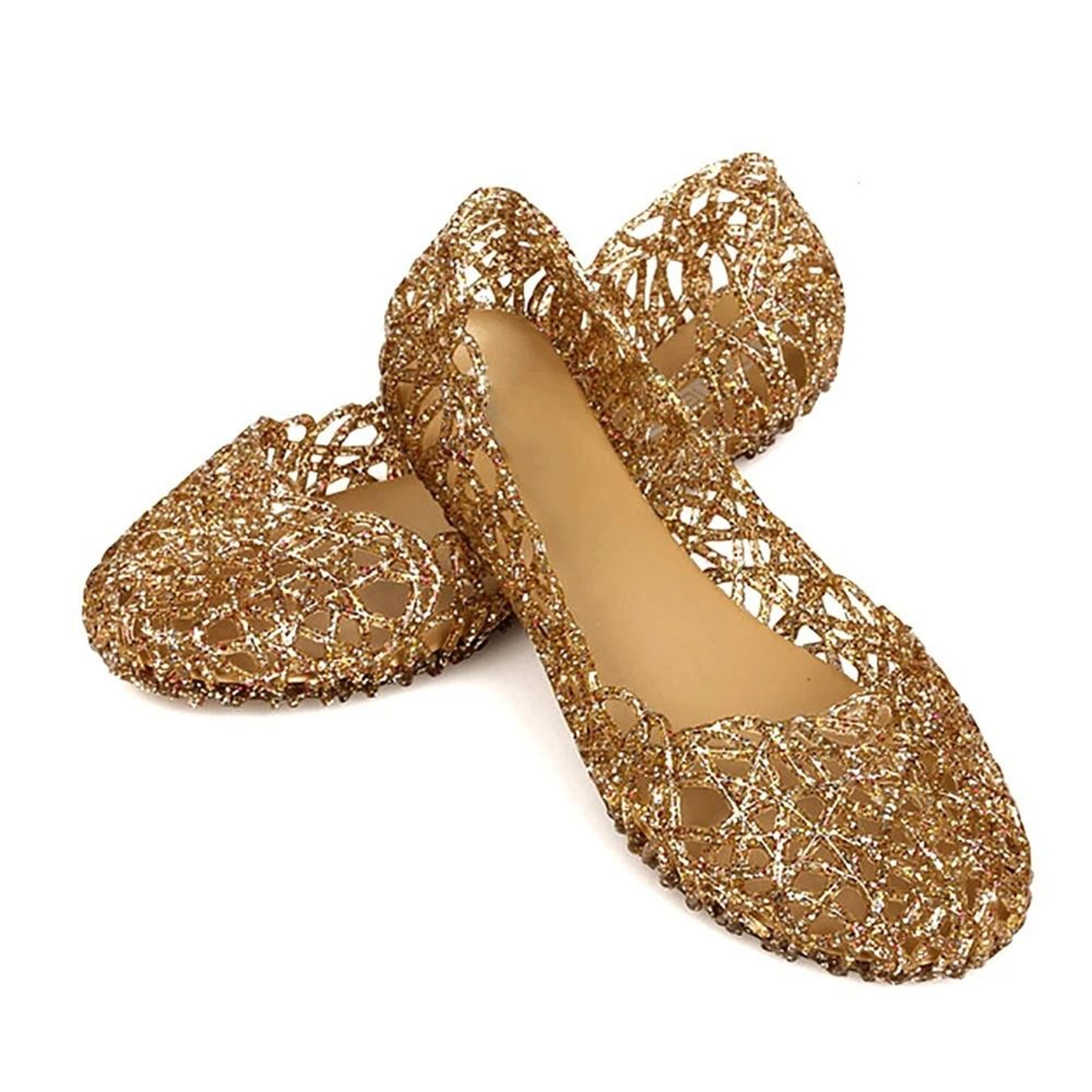 Elegant Breathable HollowOut Bling Jelly Flats 1