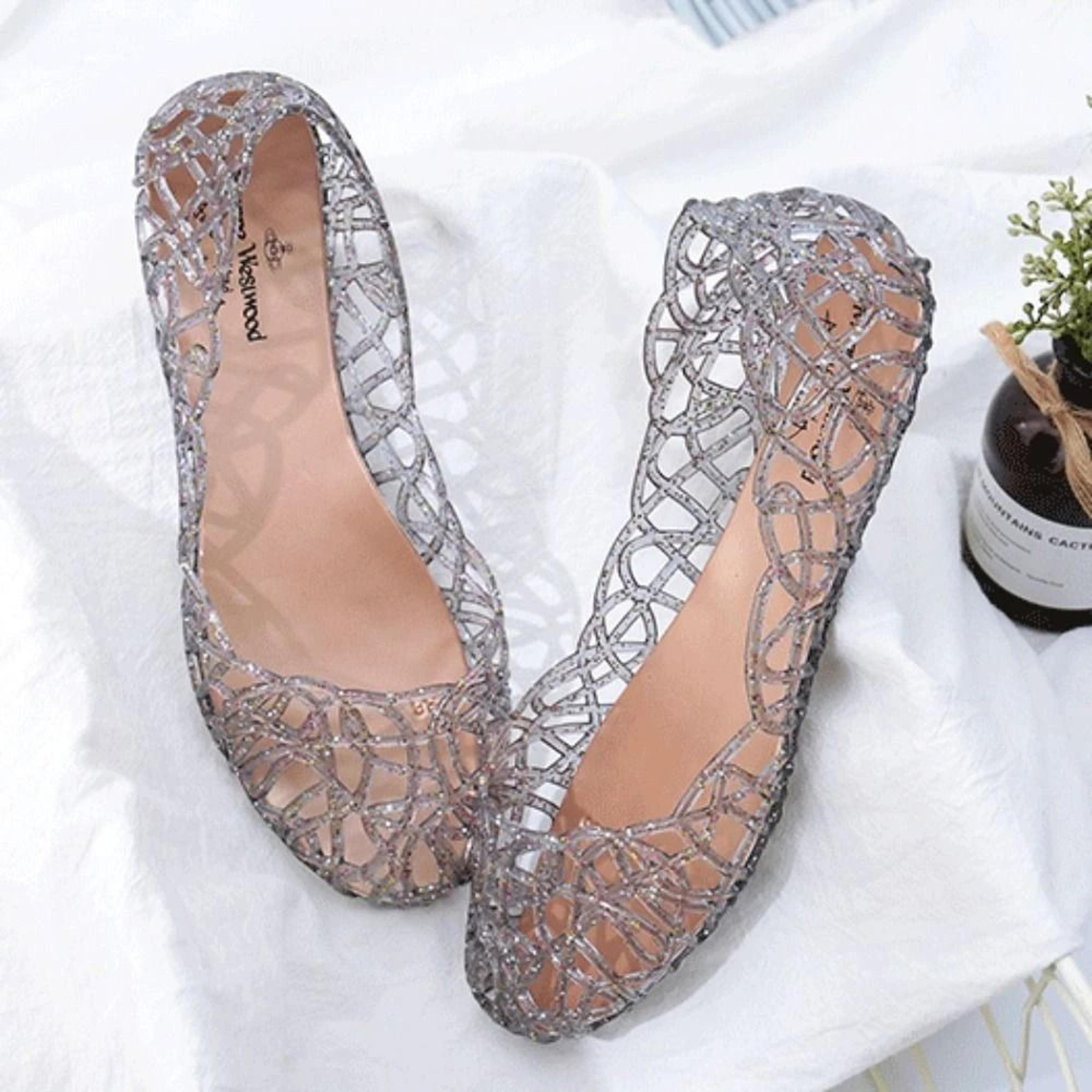 Elegant Breathable HollowOut Bling Jelly Flats 4