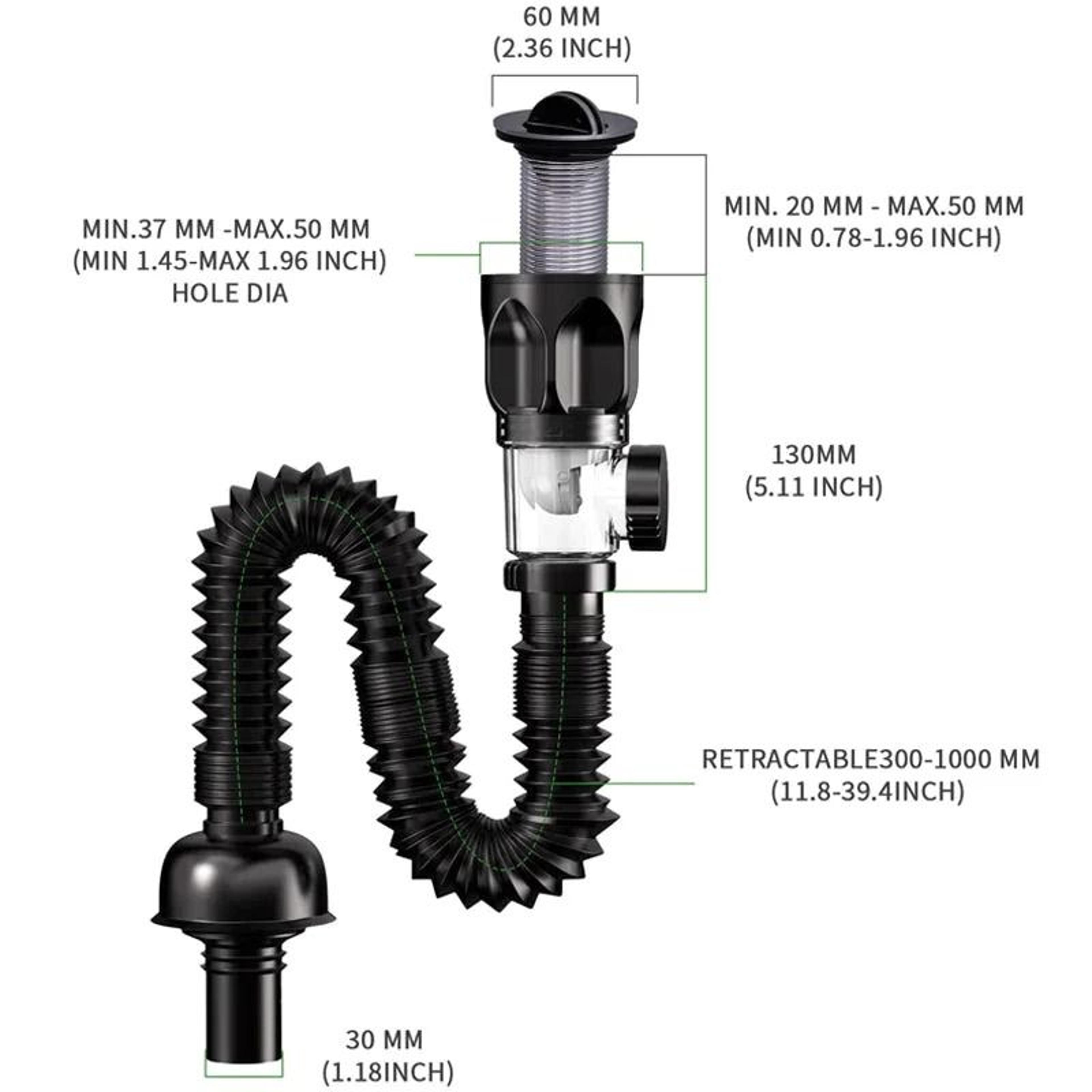 Universal AntiOdor Retractable Sink Drain Pipe Set 5