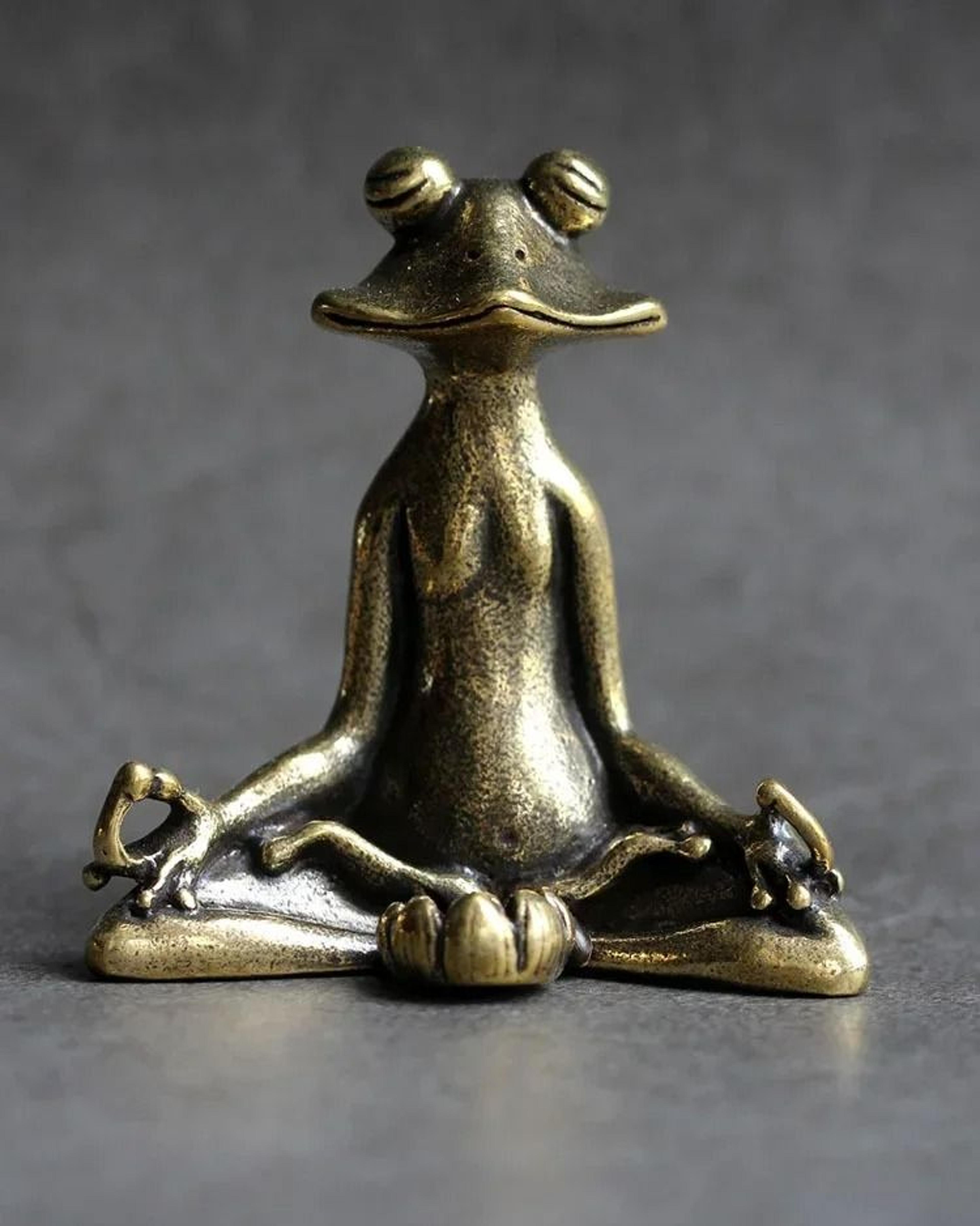 Retro Solid Copper Zen Frog Incense Holder 4
