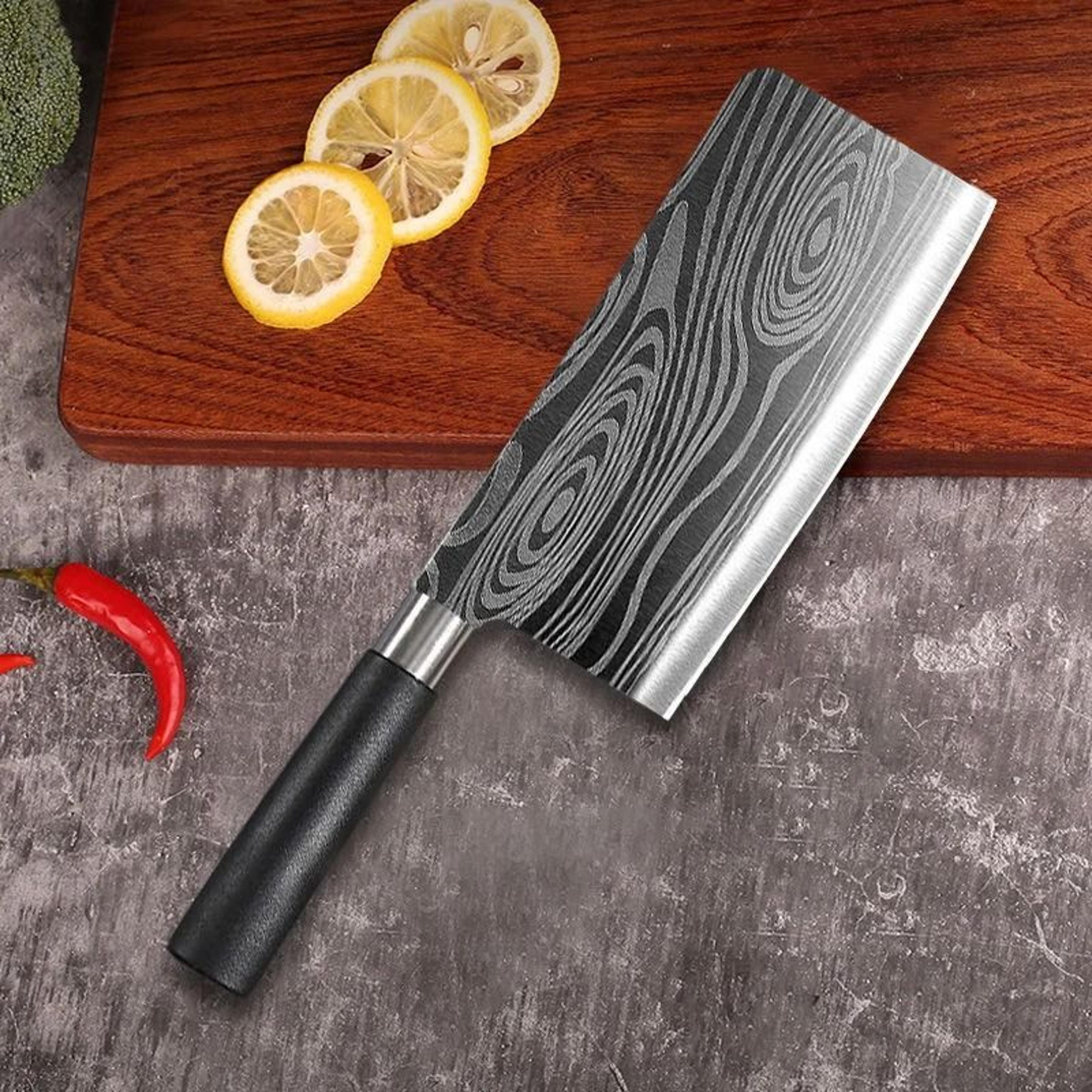 Laser Damascus Kitchen Knife  Culinary Tool Set 1
