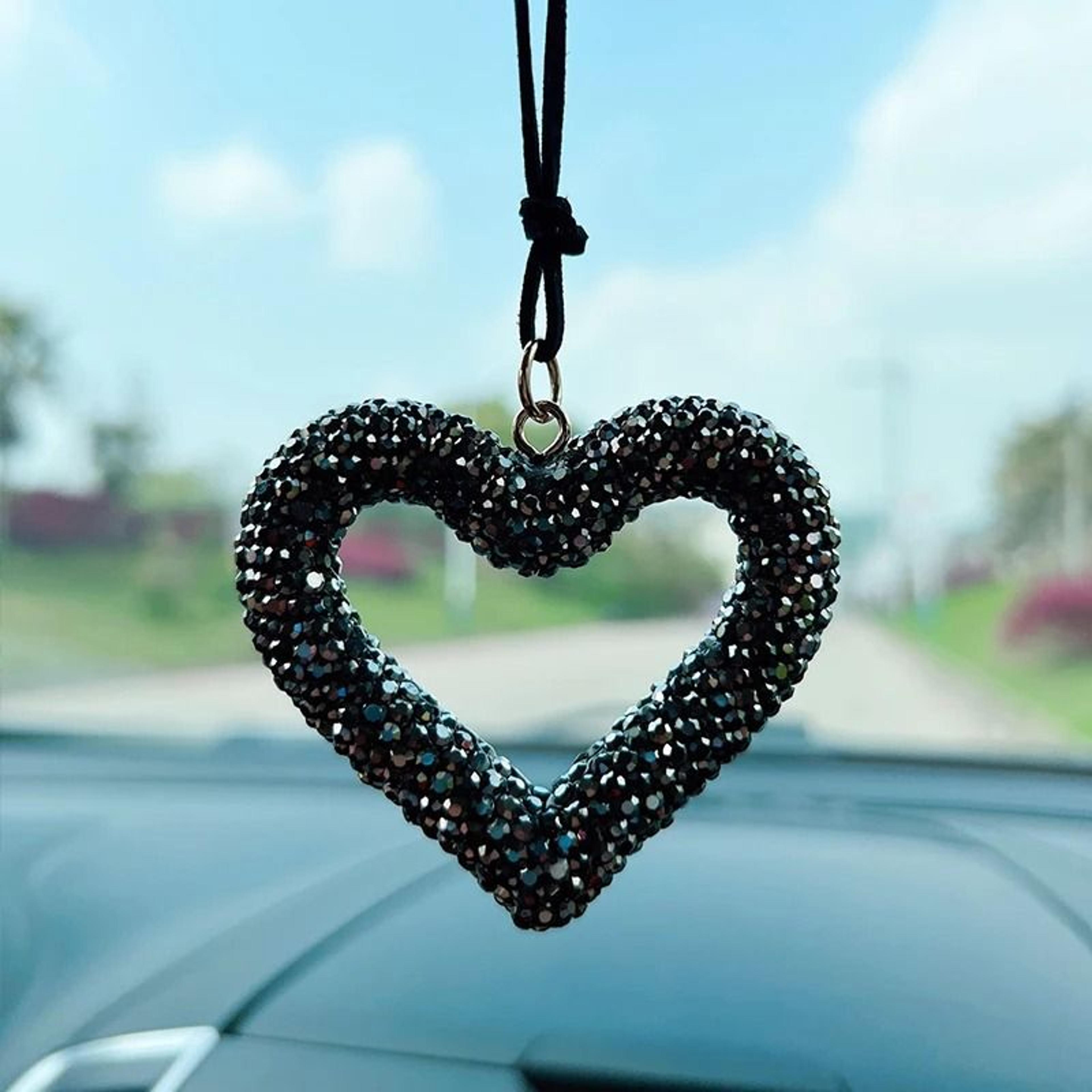 luxury diamond-encrusted heart car pendant