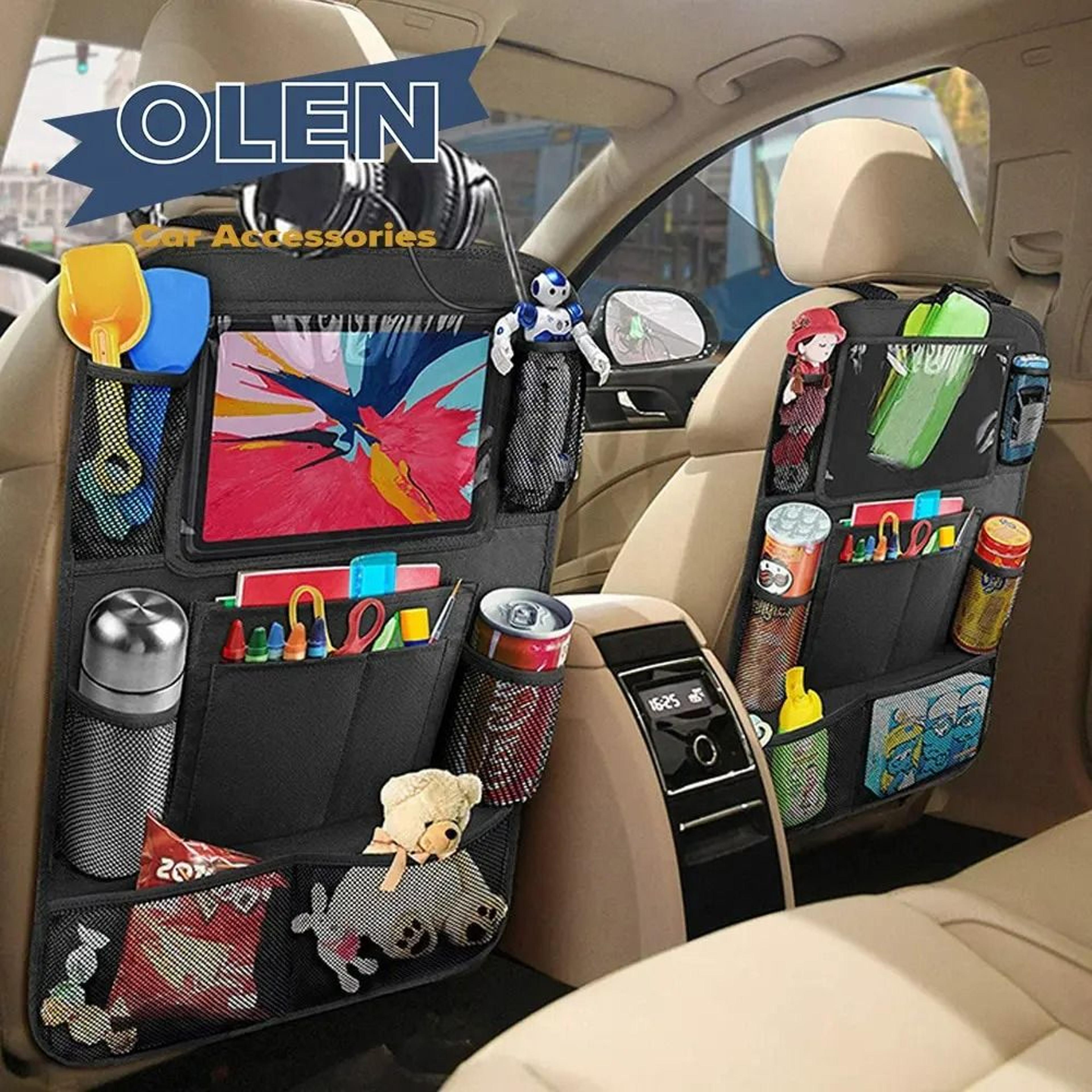 back seat organizer with touchscreen tablet holder