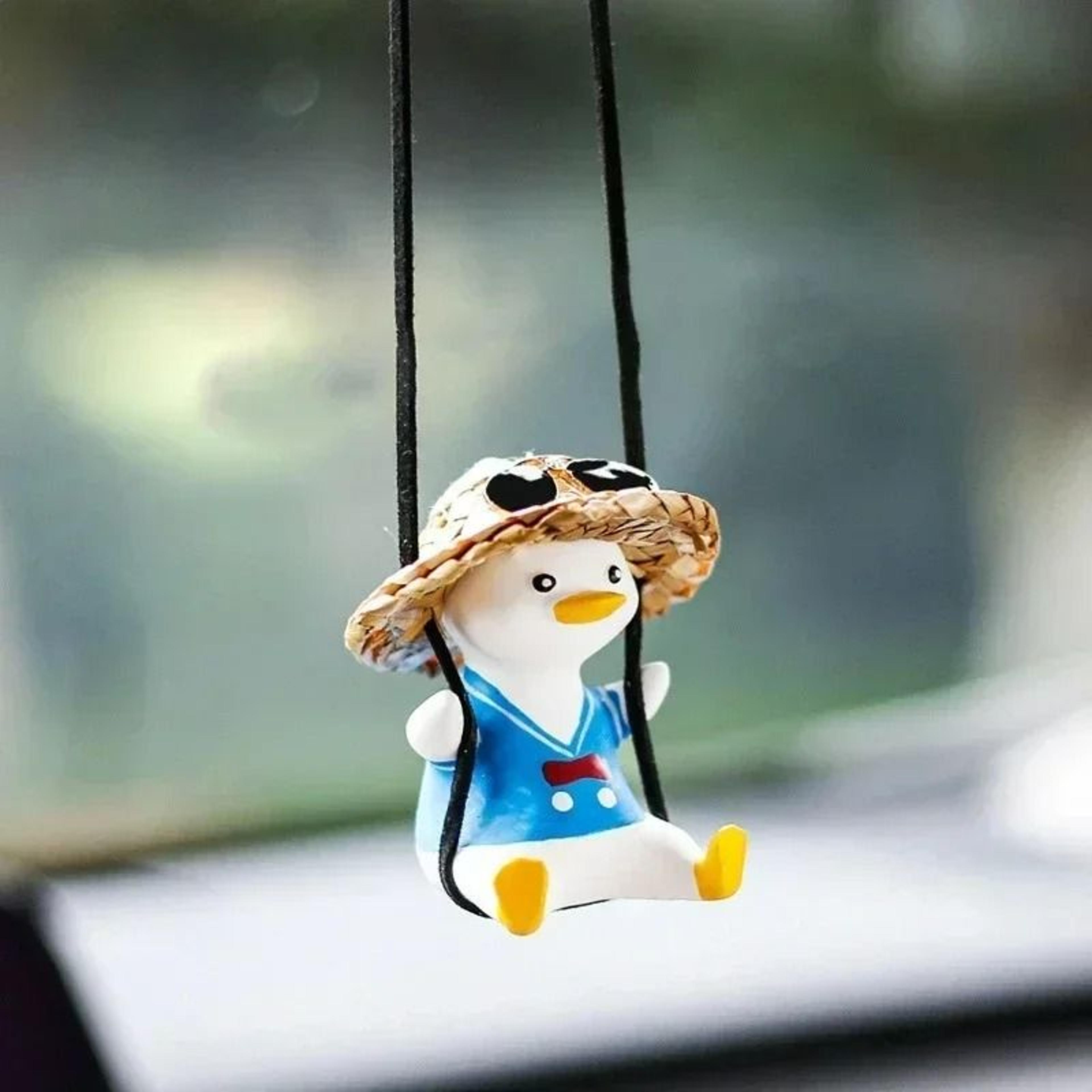sitting swing duck car rearview mirror pendant