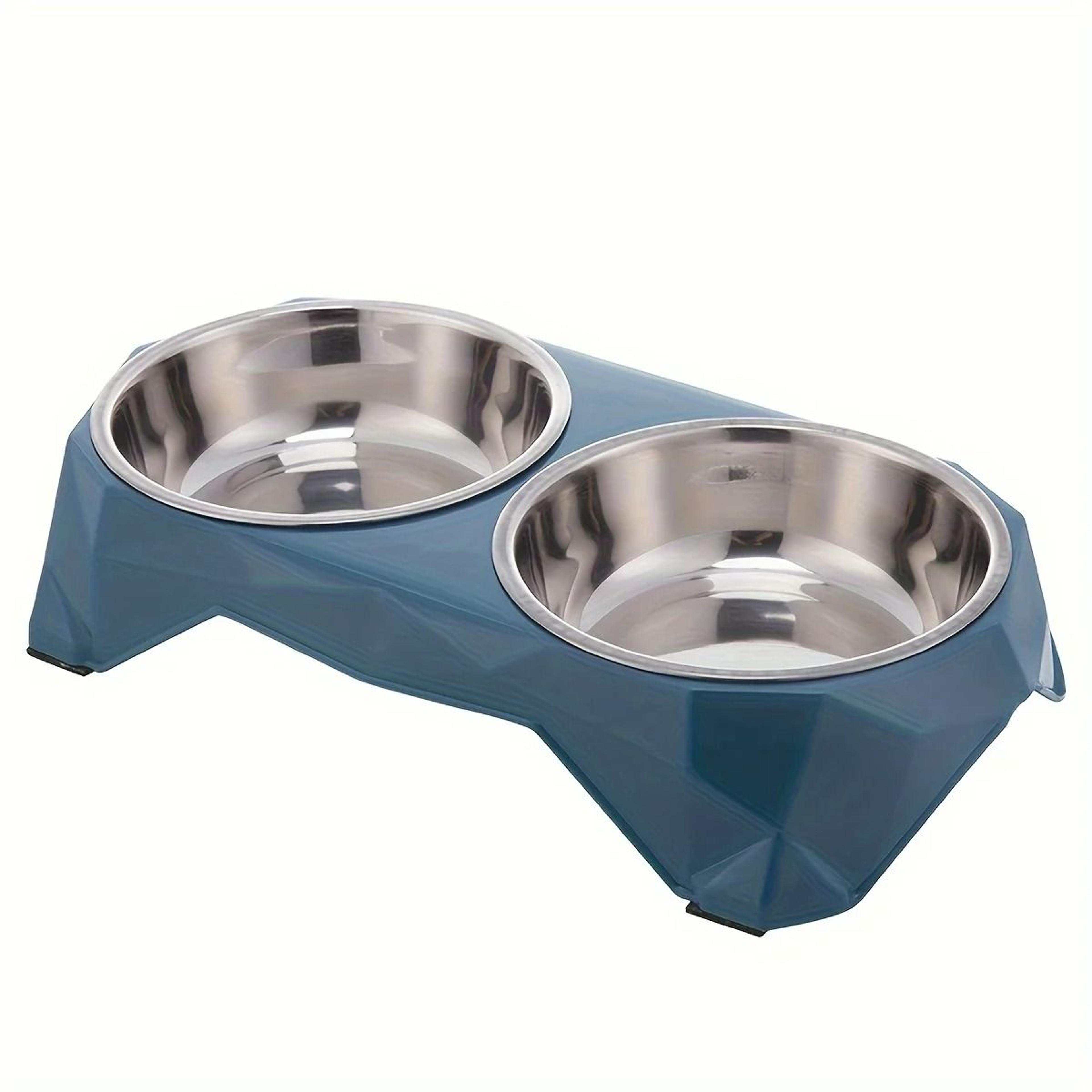Diamond Pattern Stainless Steel Double Bowl  NonSlip Elevated Pet Feeder 8