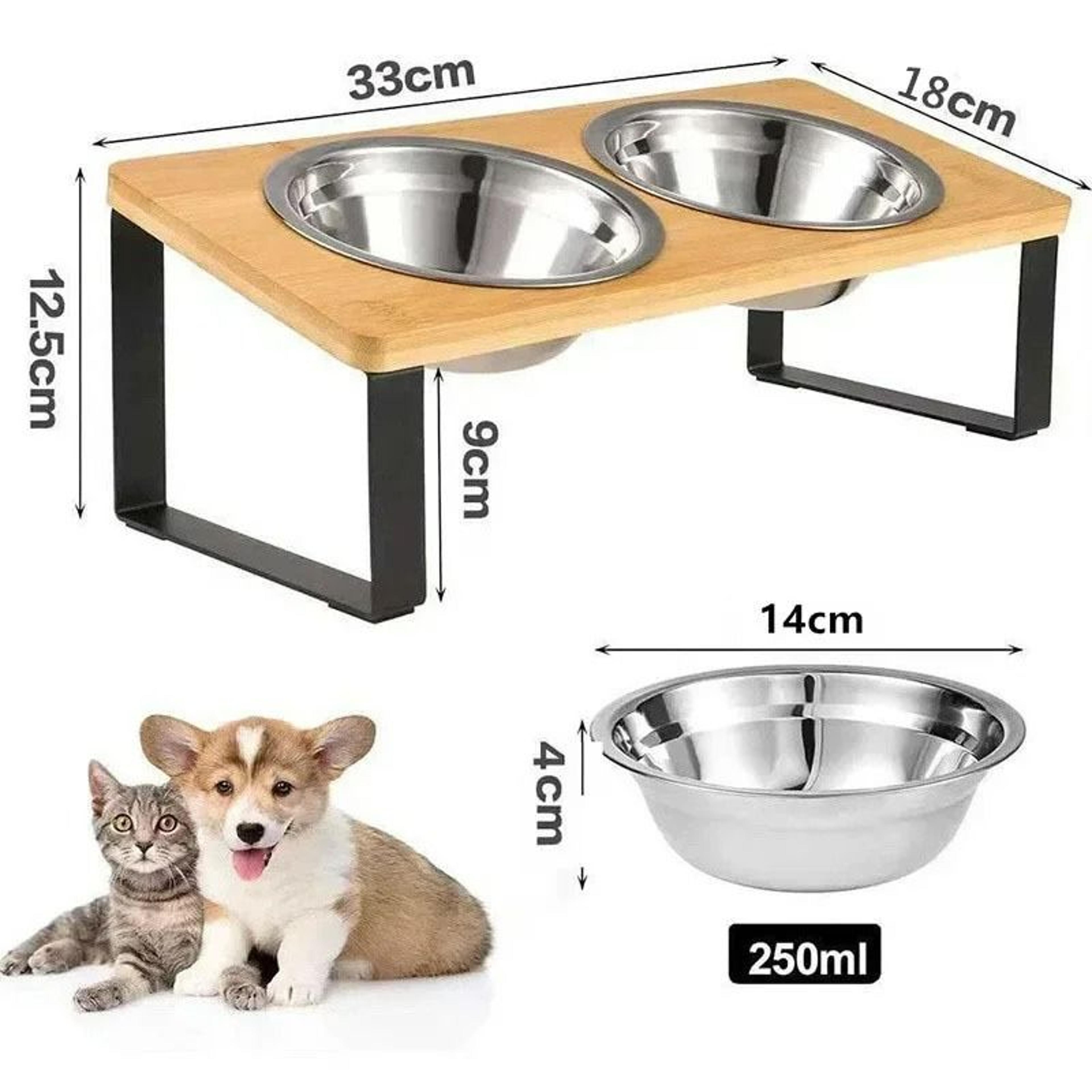 Ergonomic Elevated Wooden Feeder  15 Tilted Raised Pet Bowl Stand 2