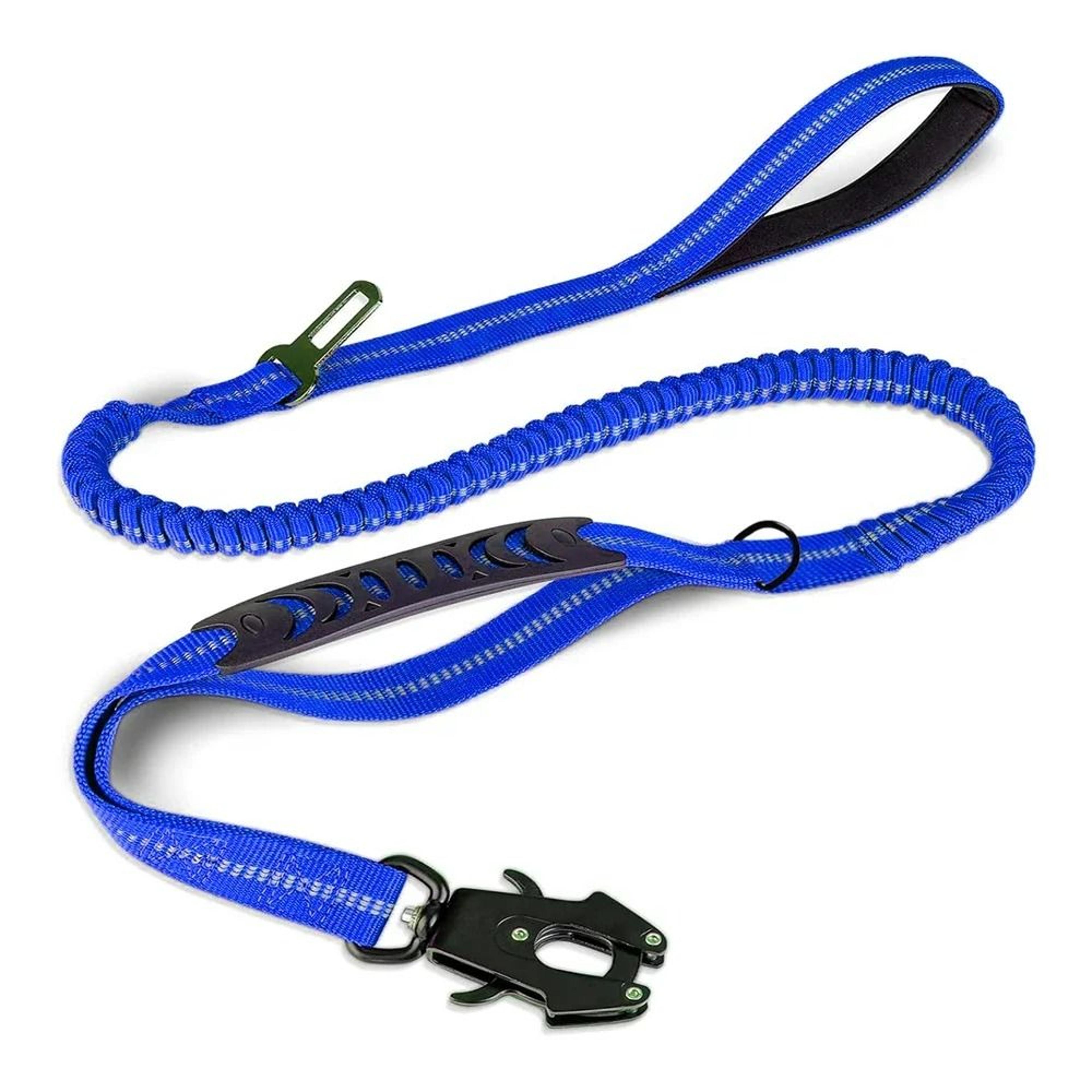 Elite HeavyDuty Tactical Bungee Dog Leash  Reflective Shock Absorbing Lead With Car Seatbelt 7