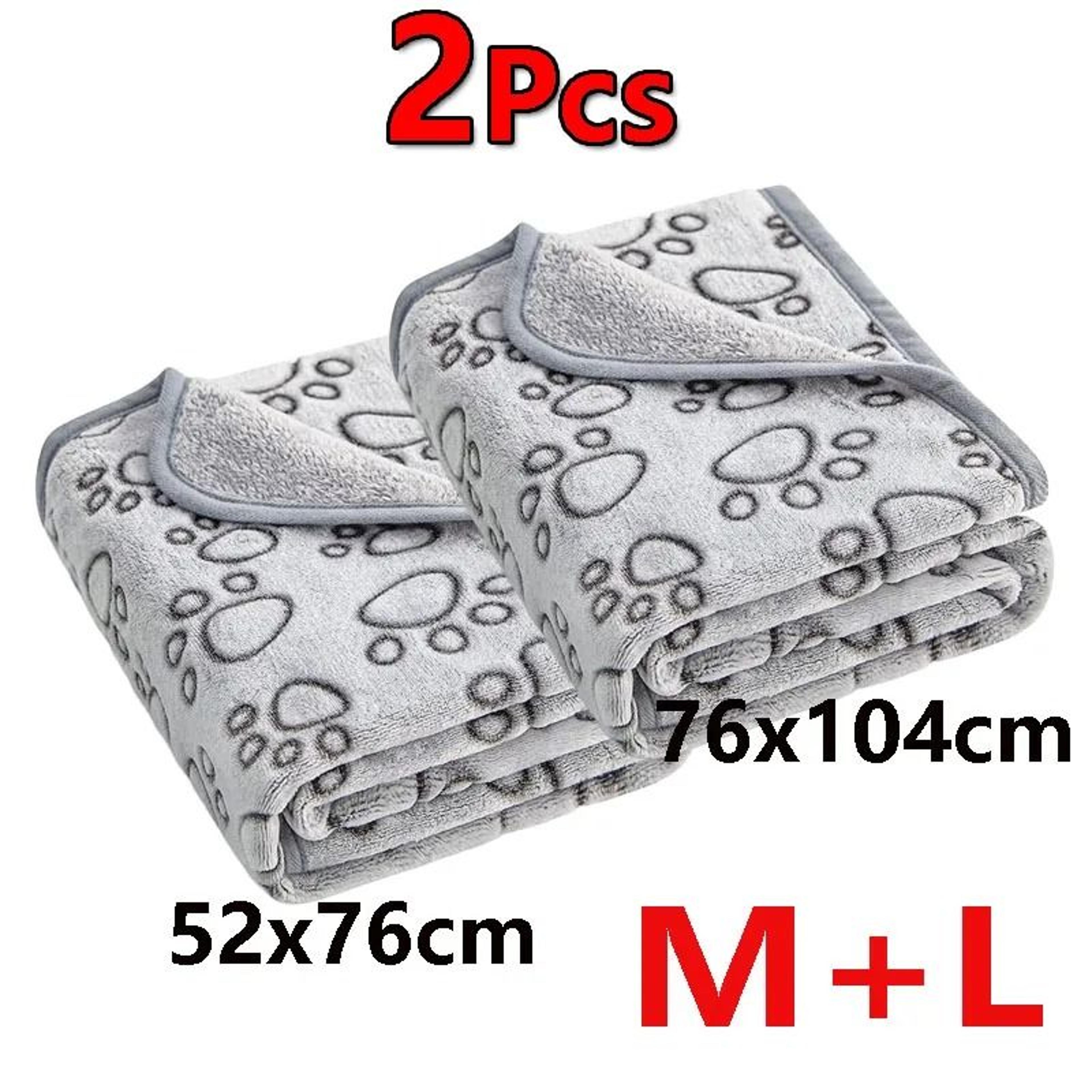 2Piece Premium Soft Fluffy Pet Blanket Set  HighQuality Warm Fleece Mat With Cute Paw Prints 10