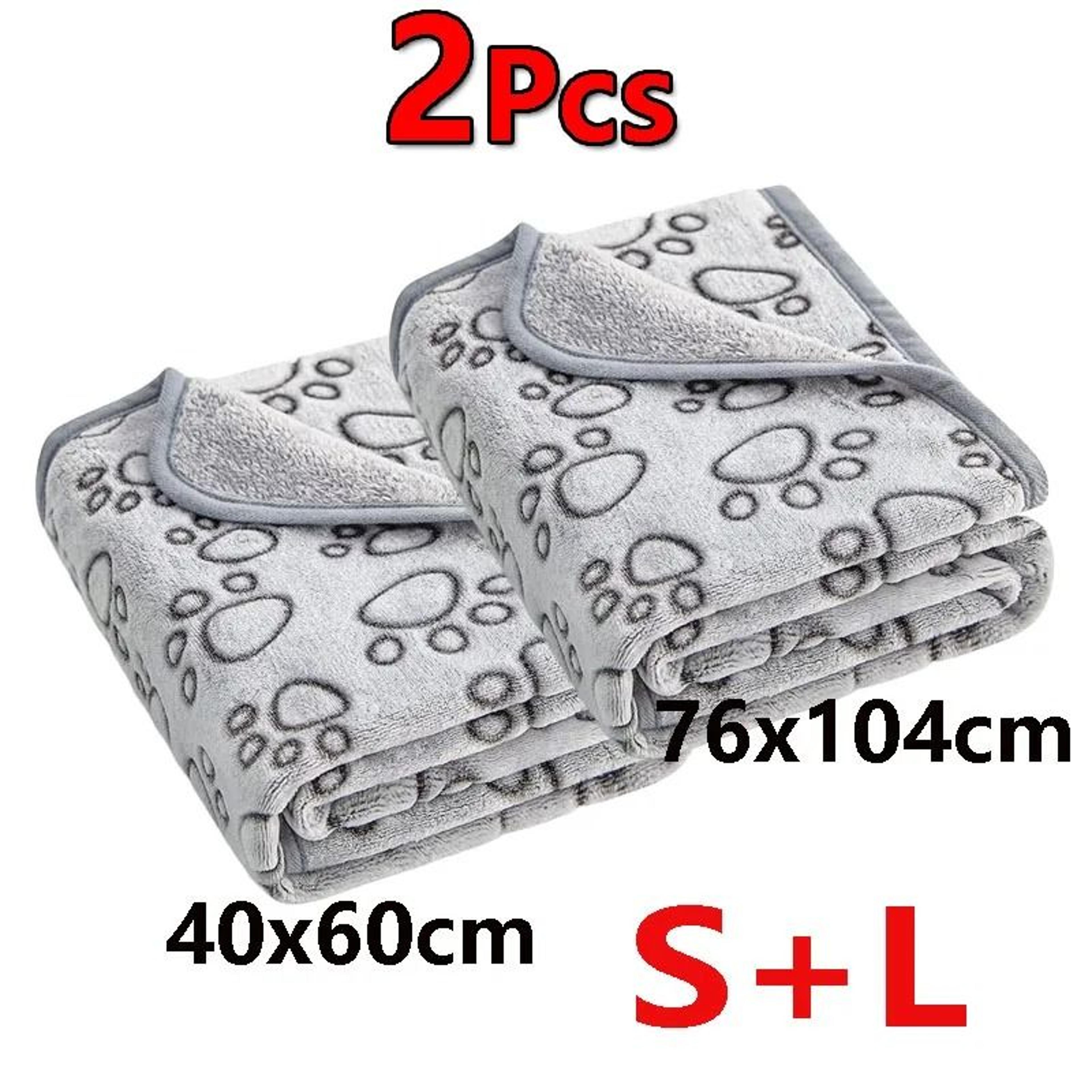 2Piece Premium Soft Fluffy Pet Blanket Set  HighQuality Warm Fleece Mat With Cute Paw Prints 11