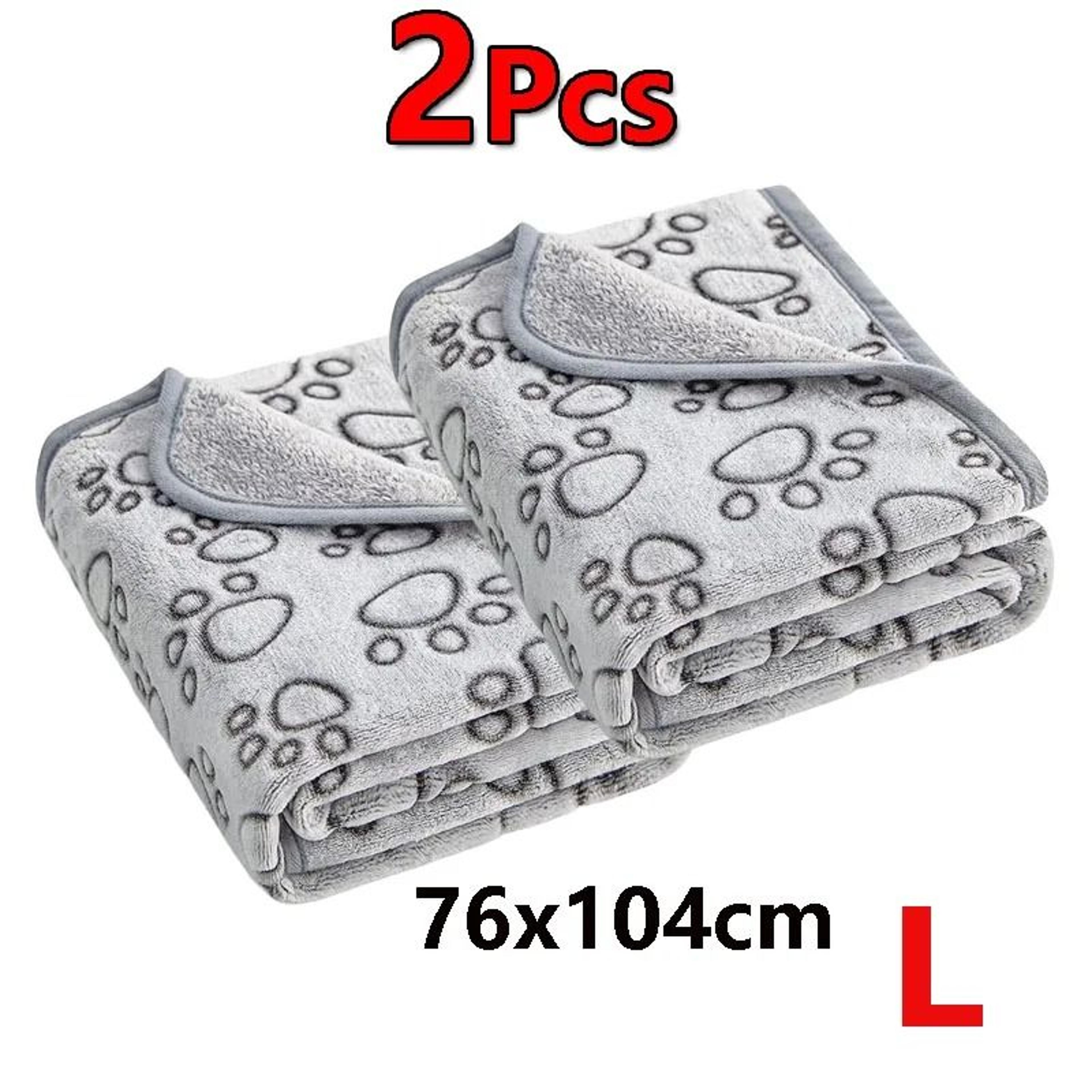 2Piece Premium Soft Fluffy Pet Blanket Set  HighQuality Warm Fleece Mat With Cute Paw Prints 8