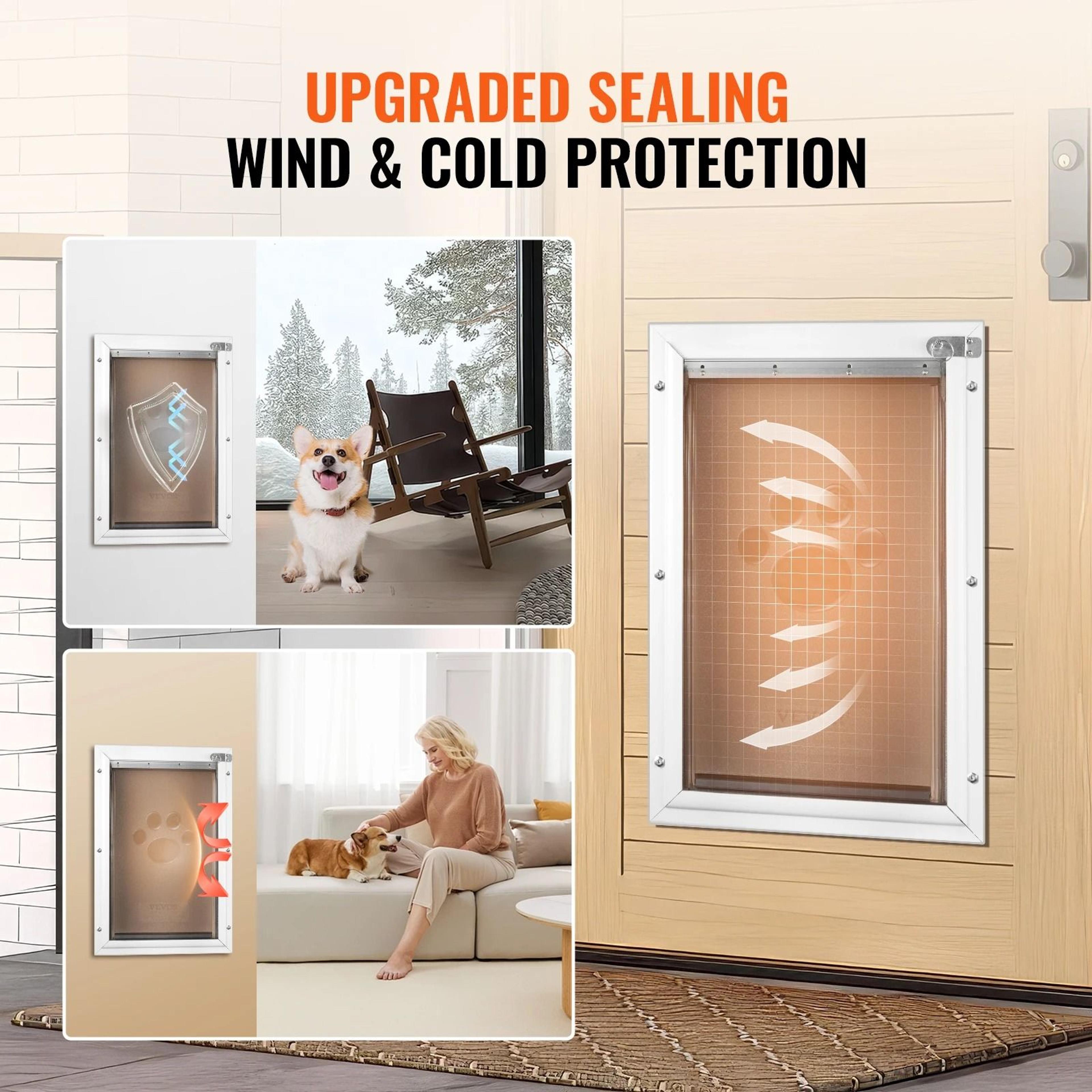 Aluminum Pet Door  Weatherproof Flap System With Locking Security Panel 2