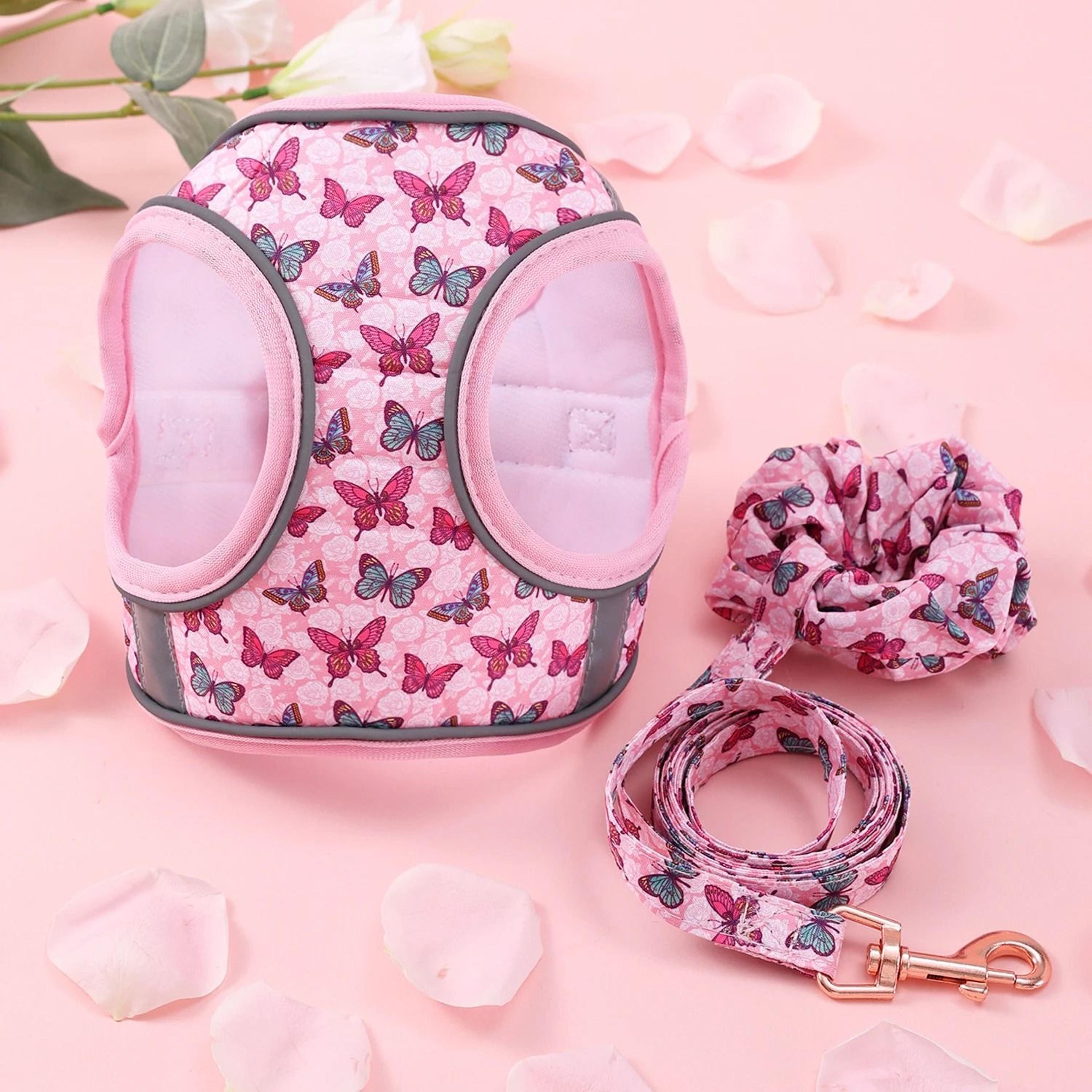 Winter Warm Pet Harness Set  Soft Plush Patterned Vest  Leash For Small Dogs  Cats 3