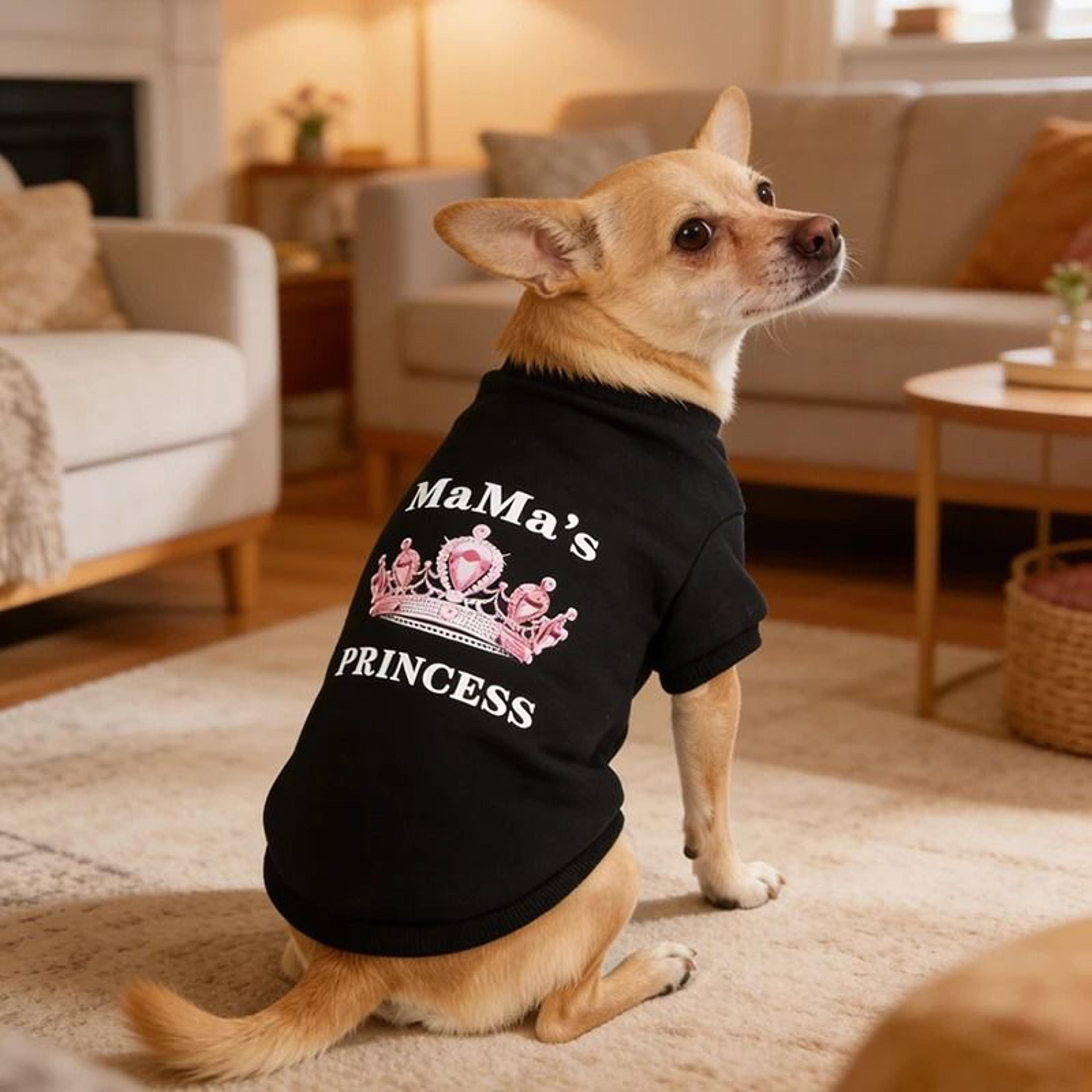 Graphic Pet Sweatshirt  Soft Fleece Pullover With Princess  Mamas Print For Small To Medium Dogs  C 1
