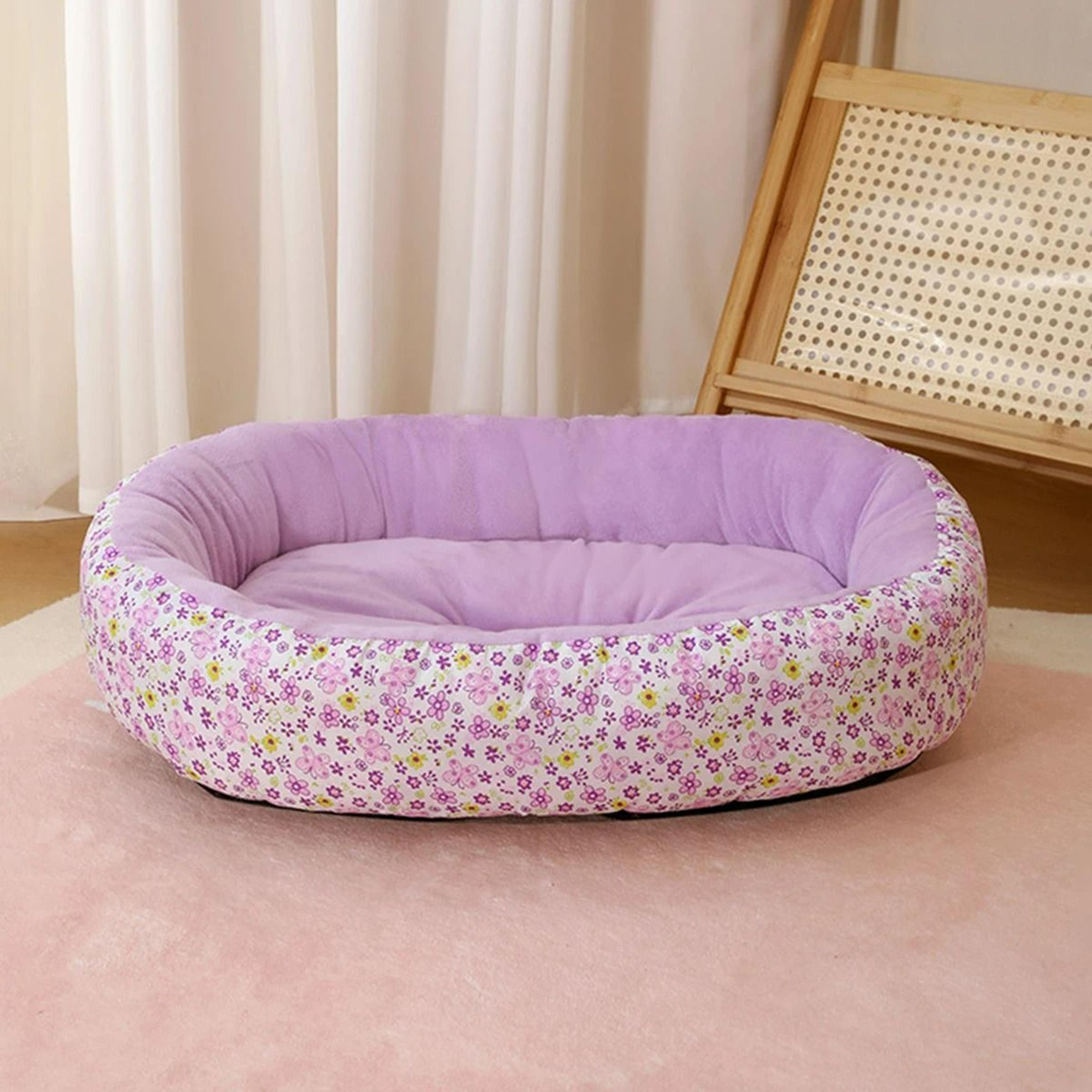 Floral AllSeason Pet Bed  Premium Orthopedic Sleeping Pad  Ergonomic Sofa For French Bulldogs Cats  6